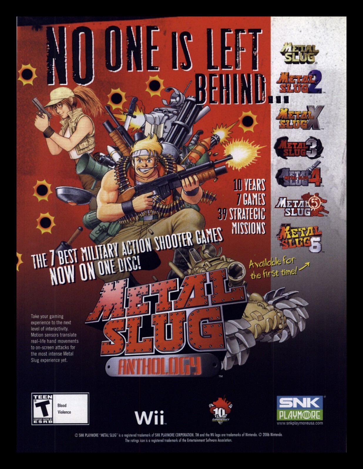Metal Slug Anthology Nintendo Wii Framed Video Game Art 2006 Vintage Print Ad