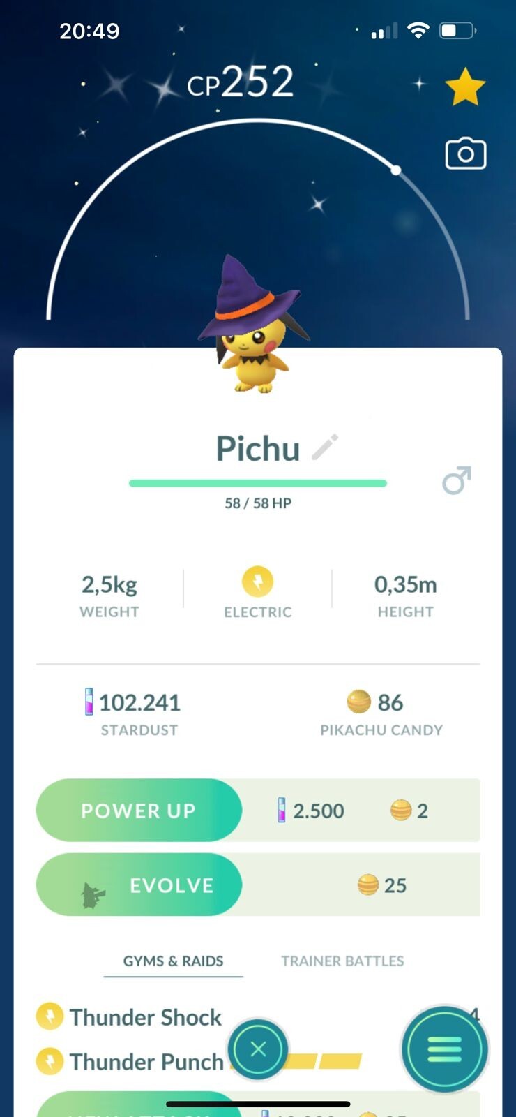 Pokémon Shiny Pichu Witch Hat Costume – Trade 20k stardust