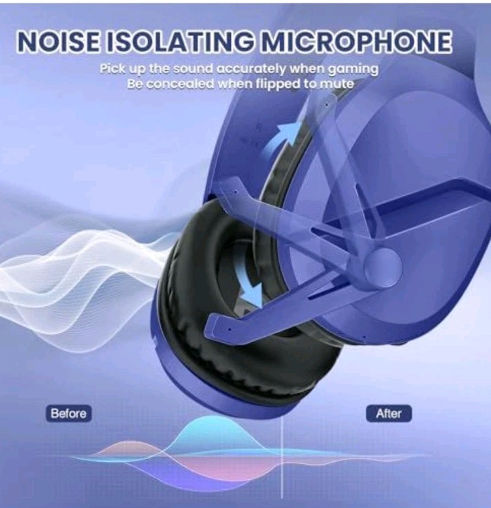 WolfLawS TA2000 Wireless Noise Cancelling Gaming Headset Bluetooth USB Navy Blue