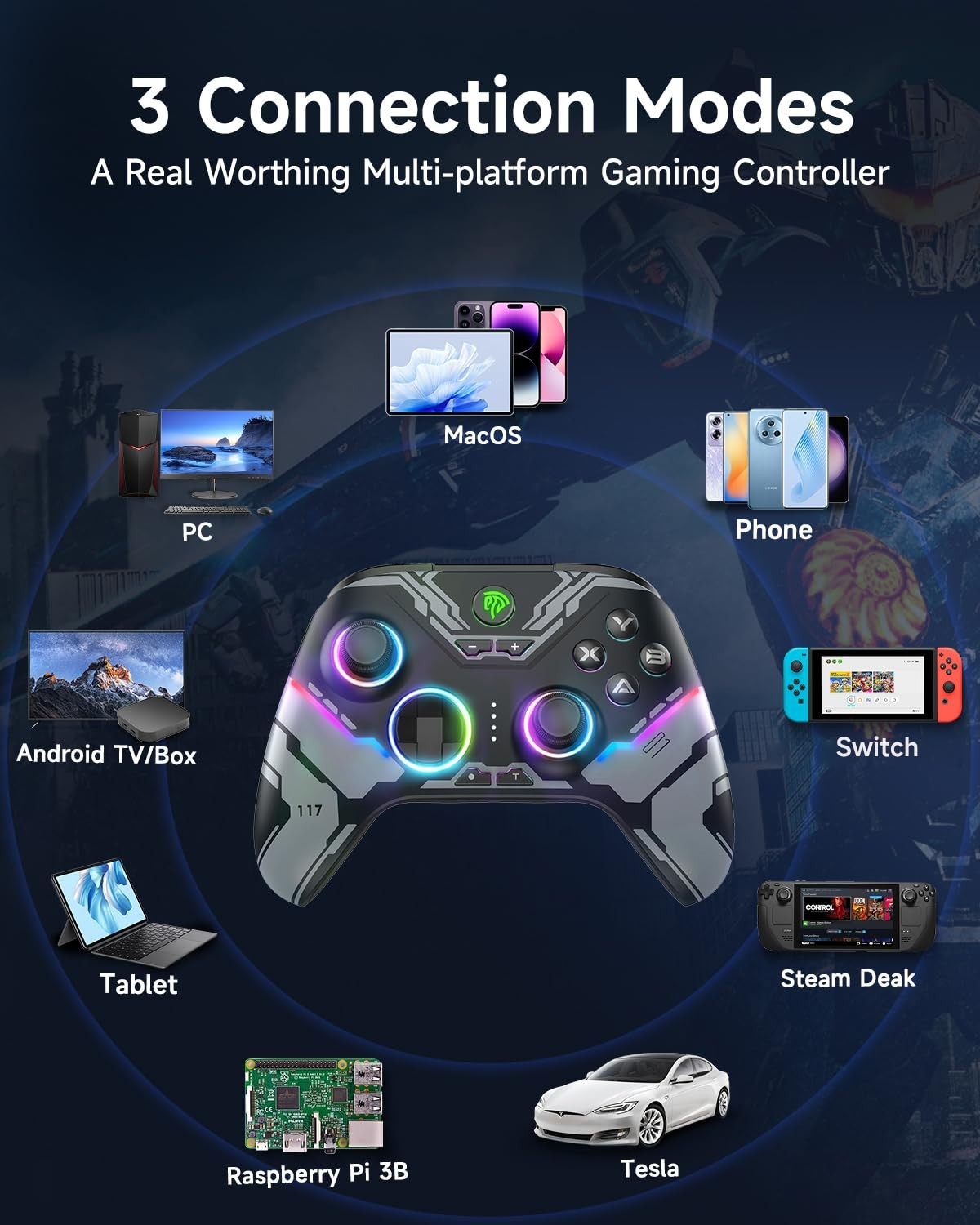 EasySMX X15 Gaming Controller Wireless Bluetooth Long Battery Life PC / Switch