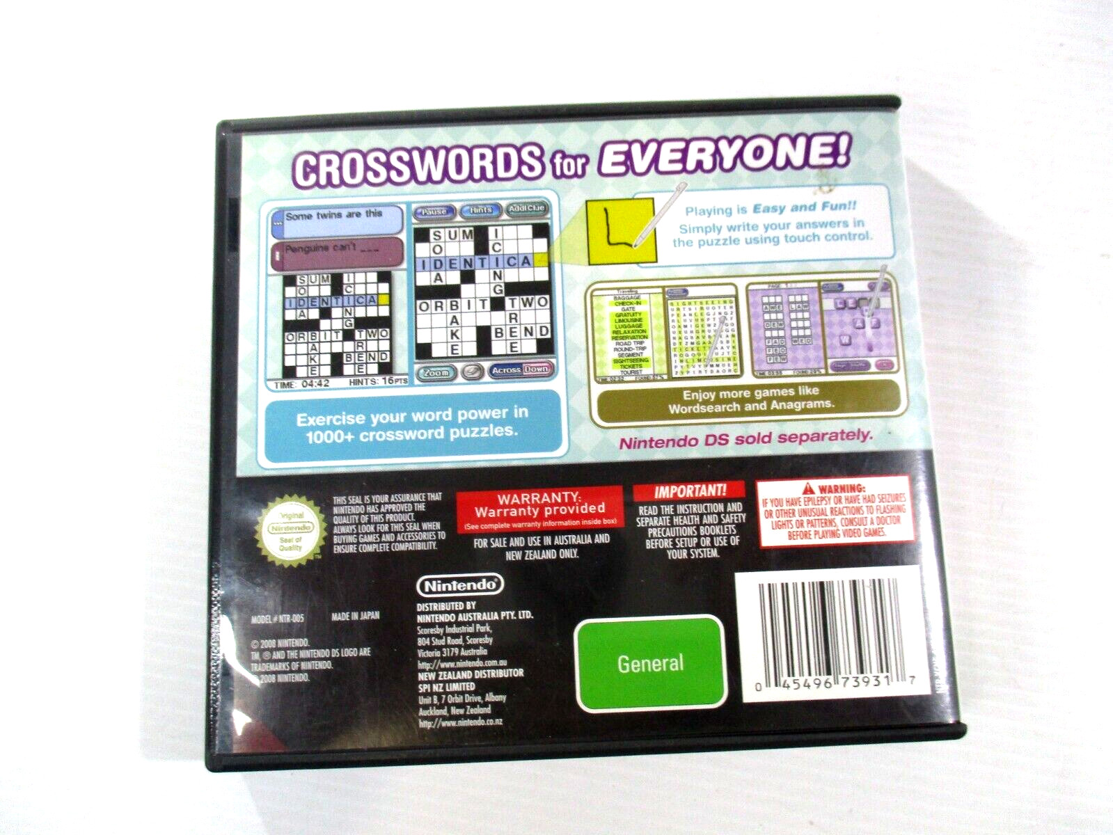 DS Game Crosswords G Nintendo 2008 Manual Tested