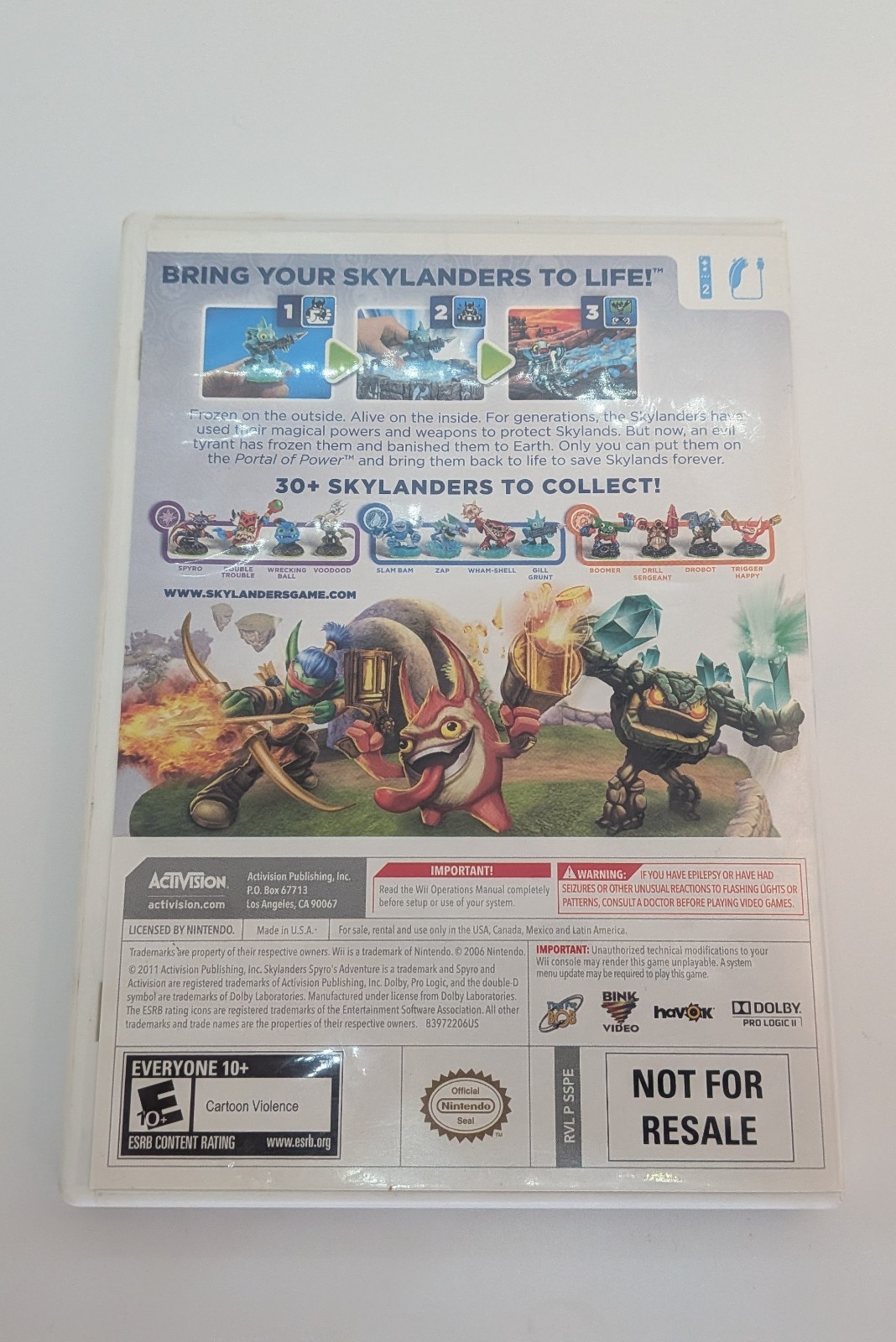 Lot of 4 Wii Skylanders Games Spyros Adventure, Giants, Superchargers,Swap Force