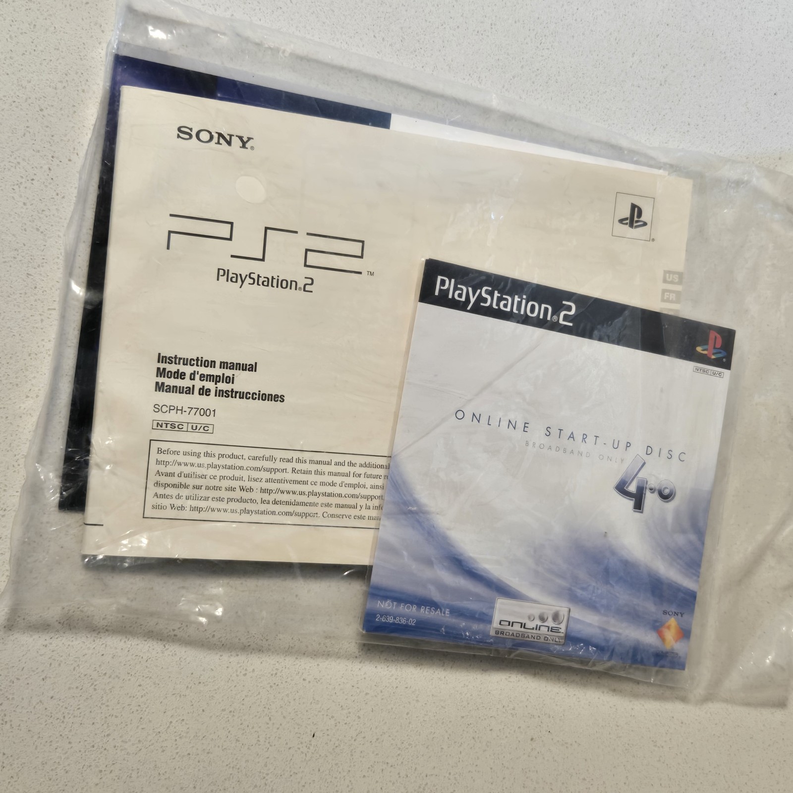 Sony Playstation 2 PS2 SCPH-77001 Online Start Up Disc 4.0 Manual Inserts NEW