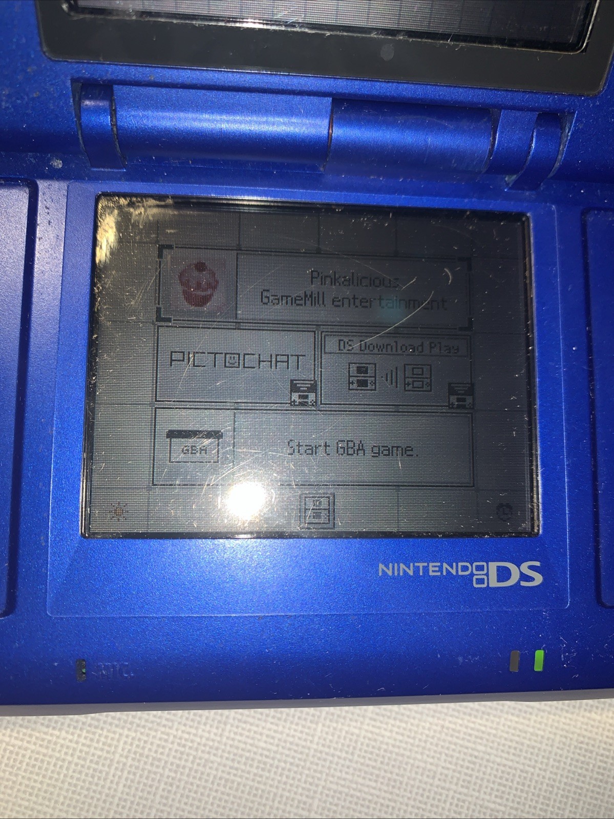 Original Nintendo DS Console Electric Blue Fat NTR-001 Tested Working No Charger