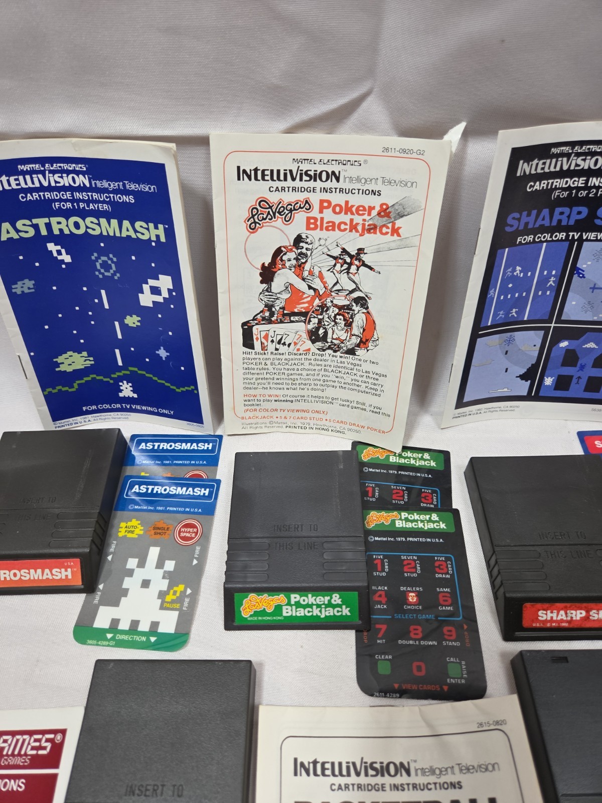 Lot Of 7 Intellivision Games With Overlays And Manuals TESTED Sharp Shot Star