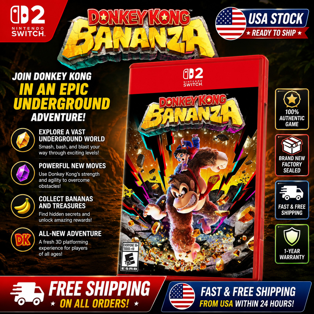 [Flash-Sale] Donkey Kong Bananza – Nintendo Switch 2 – U.S. Version