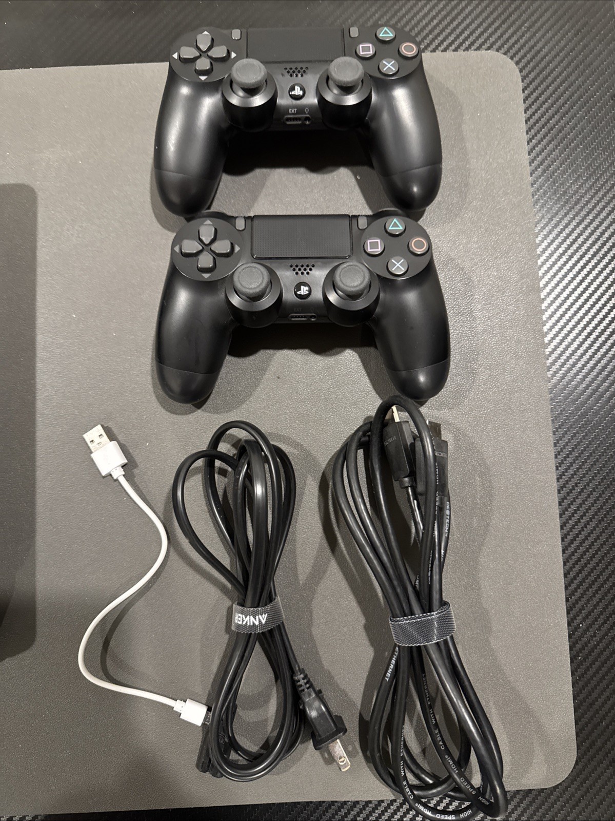 Sony PlayStation 4 Slim 1TB Black Console with 2 Controllers and Cables
