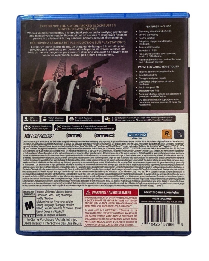 Grand Theft Auto GTA 5 Standard Edition (Sony PlayStation 5, 2022)