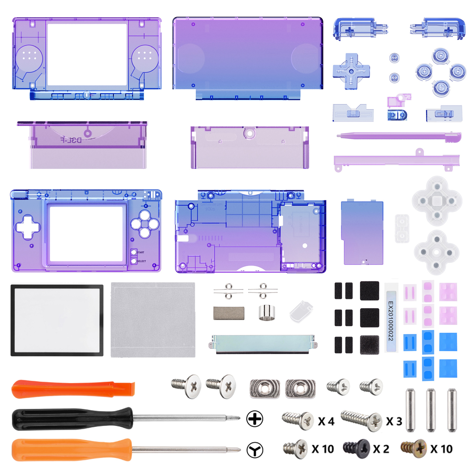 NDSL Full Housing Shell Button for Nintendo DS Lite Gradient TranslucentBluebell
