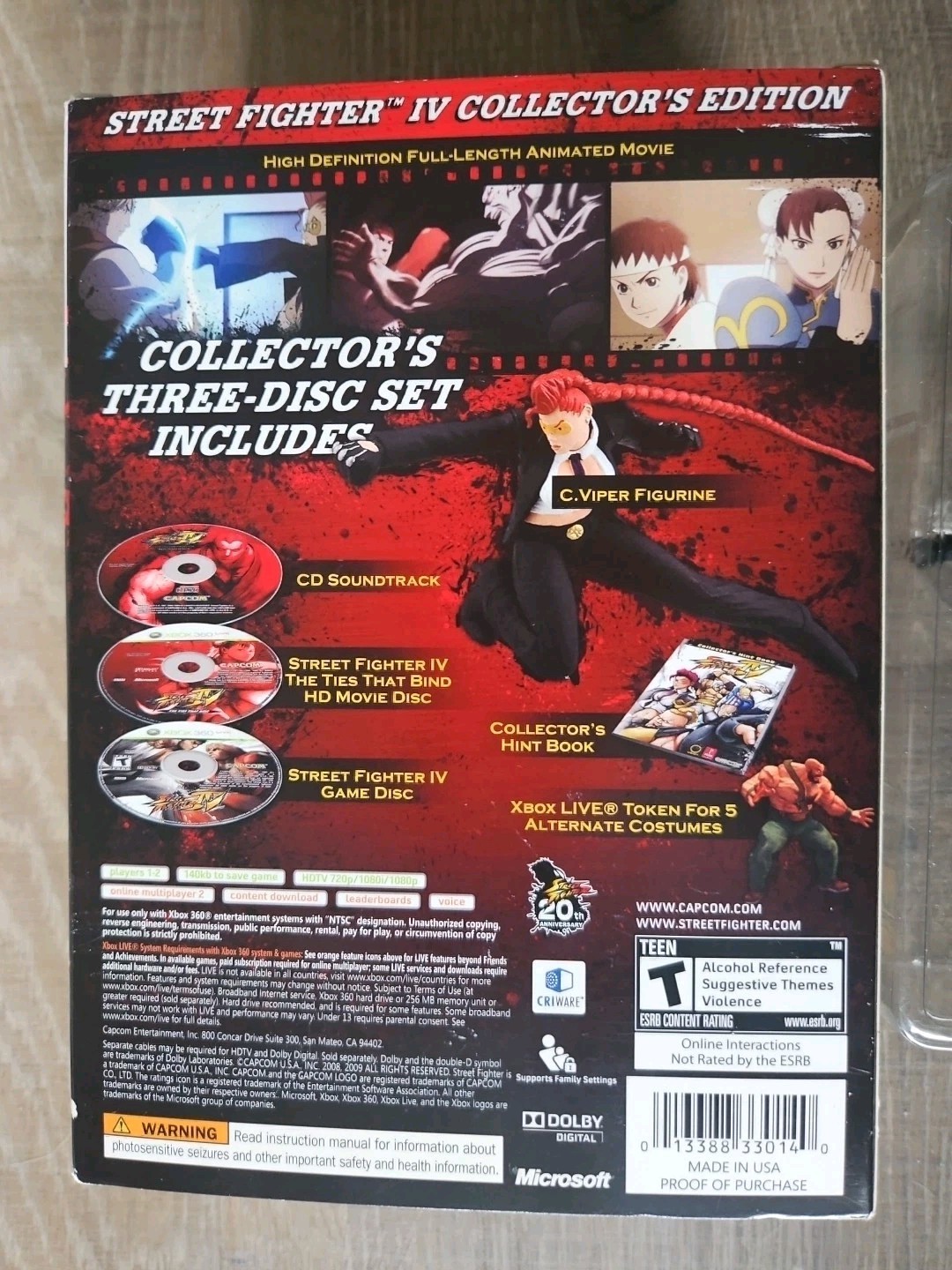 BOX FIGURE & DVD ONLY! STREET FIGHTER IV COLLECTORS ED. XBOX 360 C. VIPER! s43
