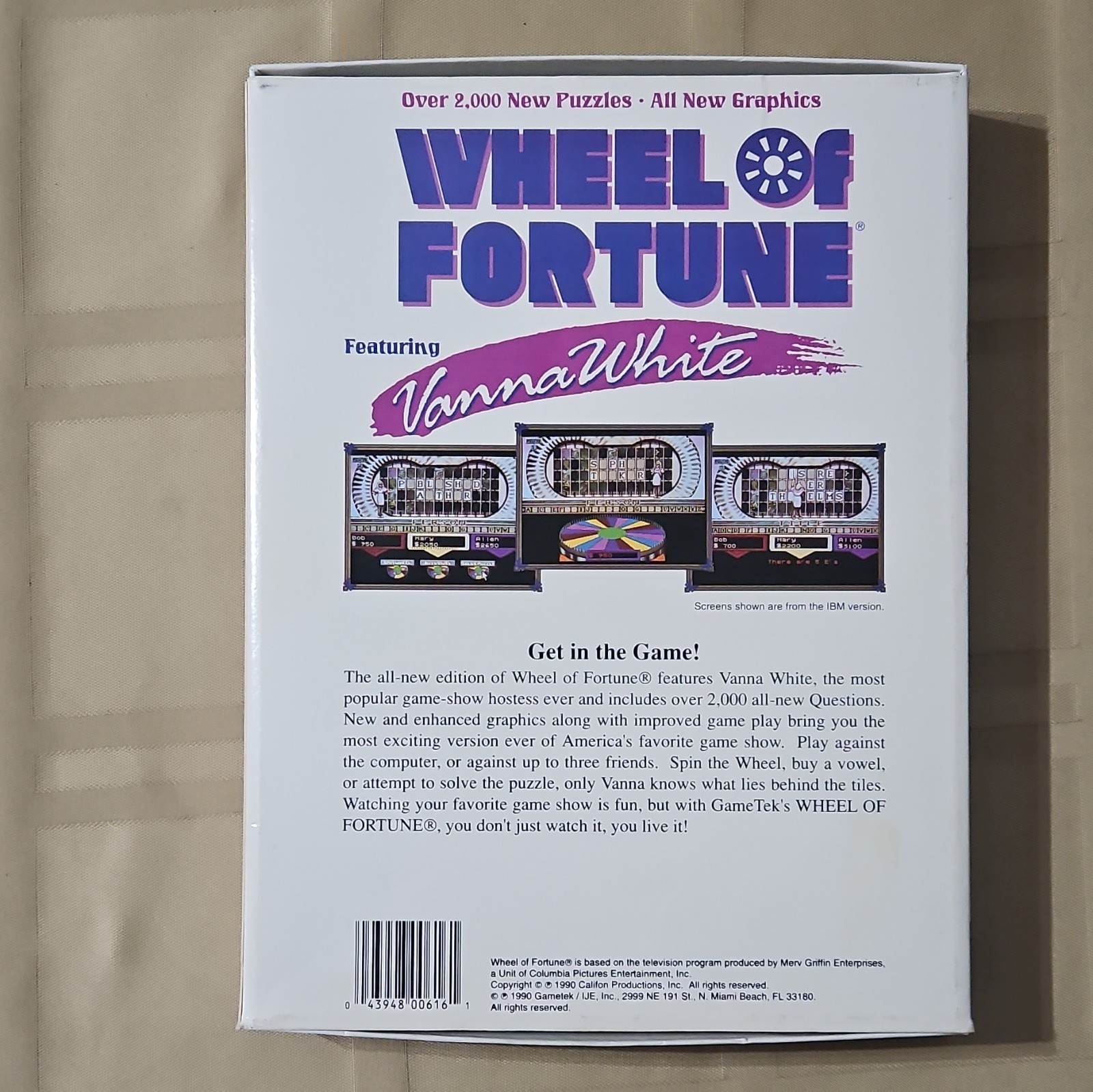 GameTek Wheel of Fortune Featuring Vanna White PC Game (1990) w/ Manual