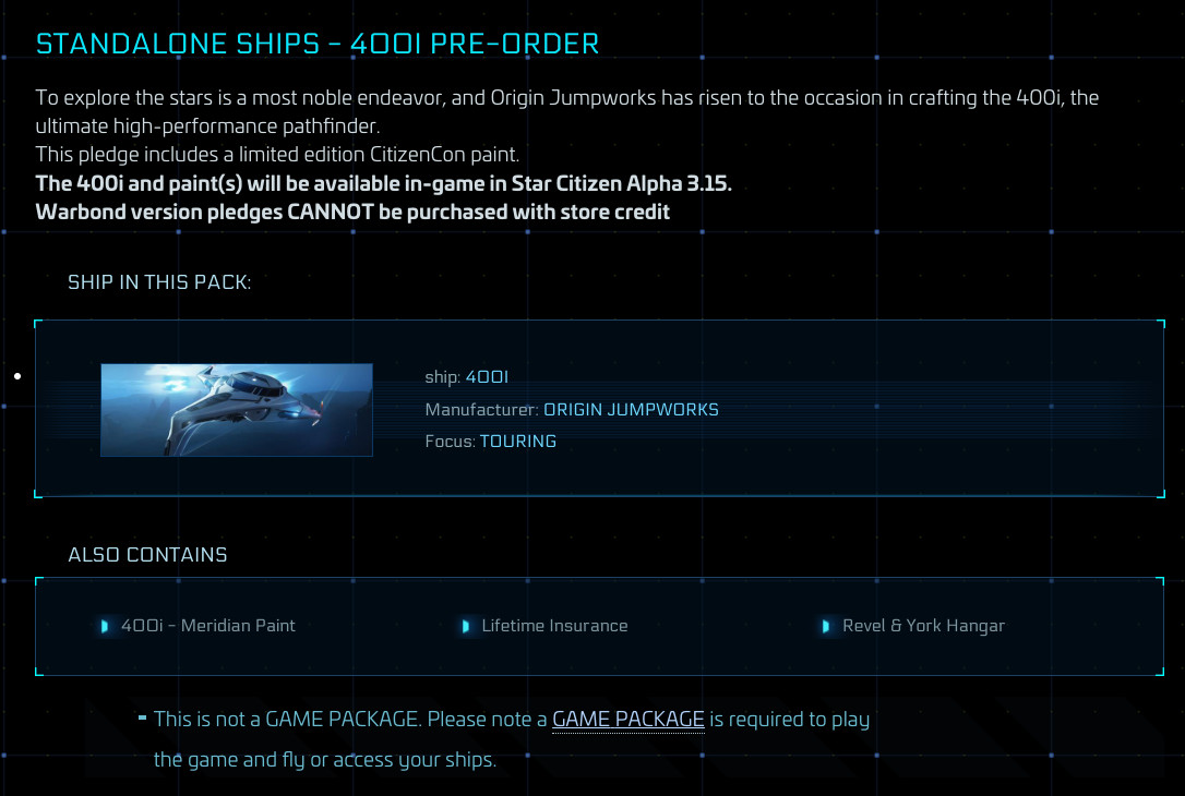 Star Citizen 400i OC + Revel & York Hangar + Paint – Original Concept