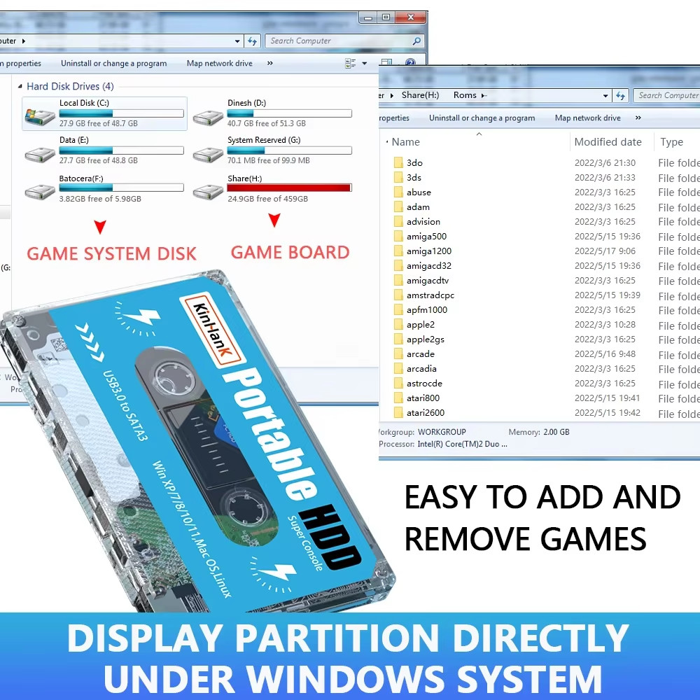 500G Super Console HDD: 100K Games & 70 Emulators – Ready to Play!