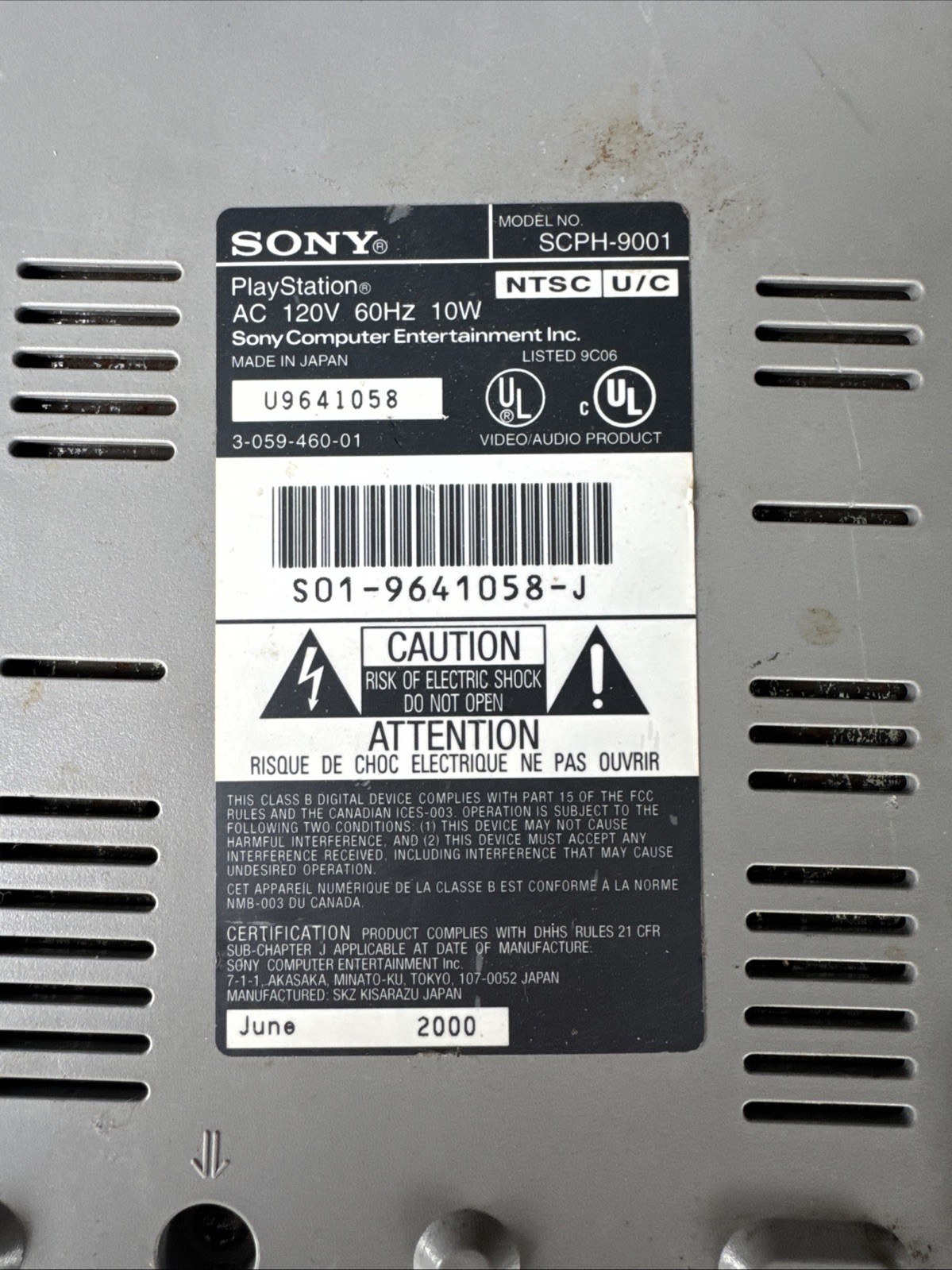 Sony PlayStation Launch Edition Home Console – Gray (SCPH-9001) Untested
