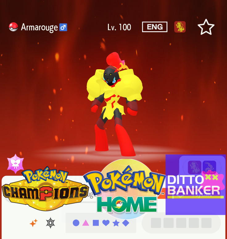 Pokemon Champions/Home Shiny ARMAROUGE Transfér to HOME Lv.100 Competitive 6IV
