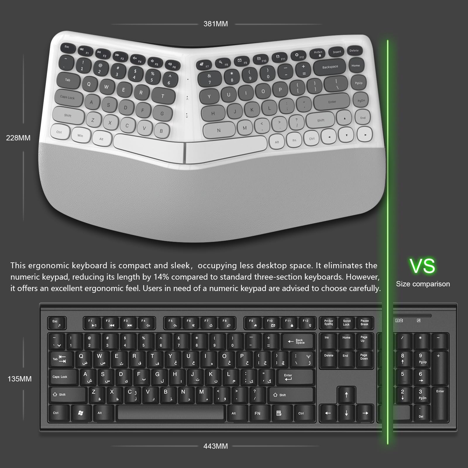 Ergonomic Wireless Keyboard and Mouse Set Creamy Wireless Keyboard Silent Mic…