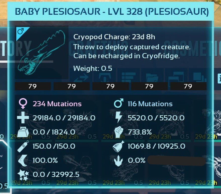 ARK ASCENDED PVE OFICIAL PAIR BABY PLESIO BLACK ID79 TOP STATUS PC/XBOX/PS5