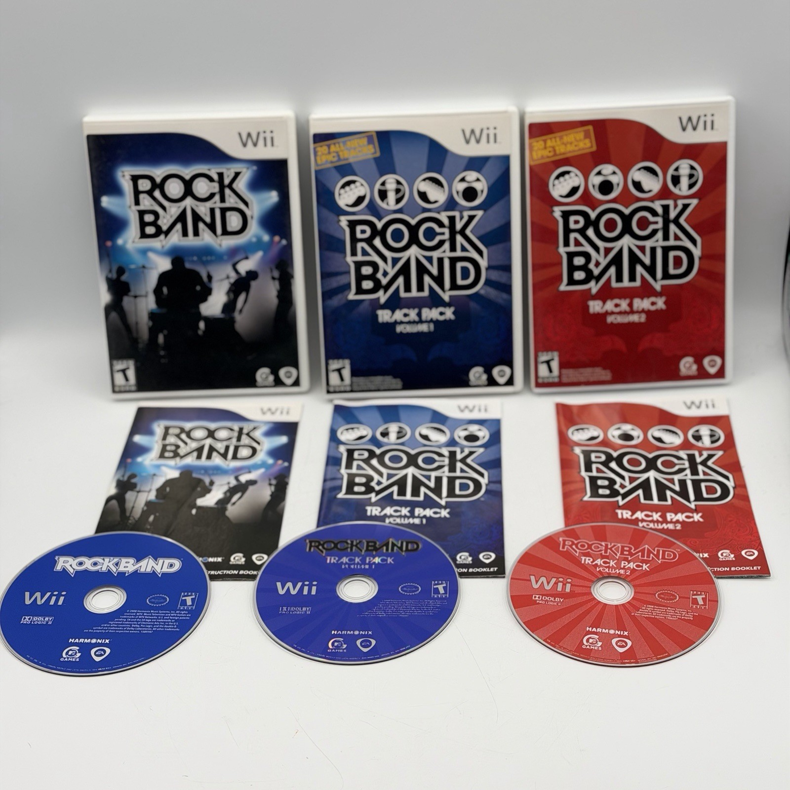 Wii Rock Band 3 Game Lot – Rockband 1 & Track Pack Vol 1 & 2 Vintage Nintendo