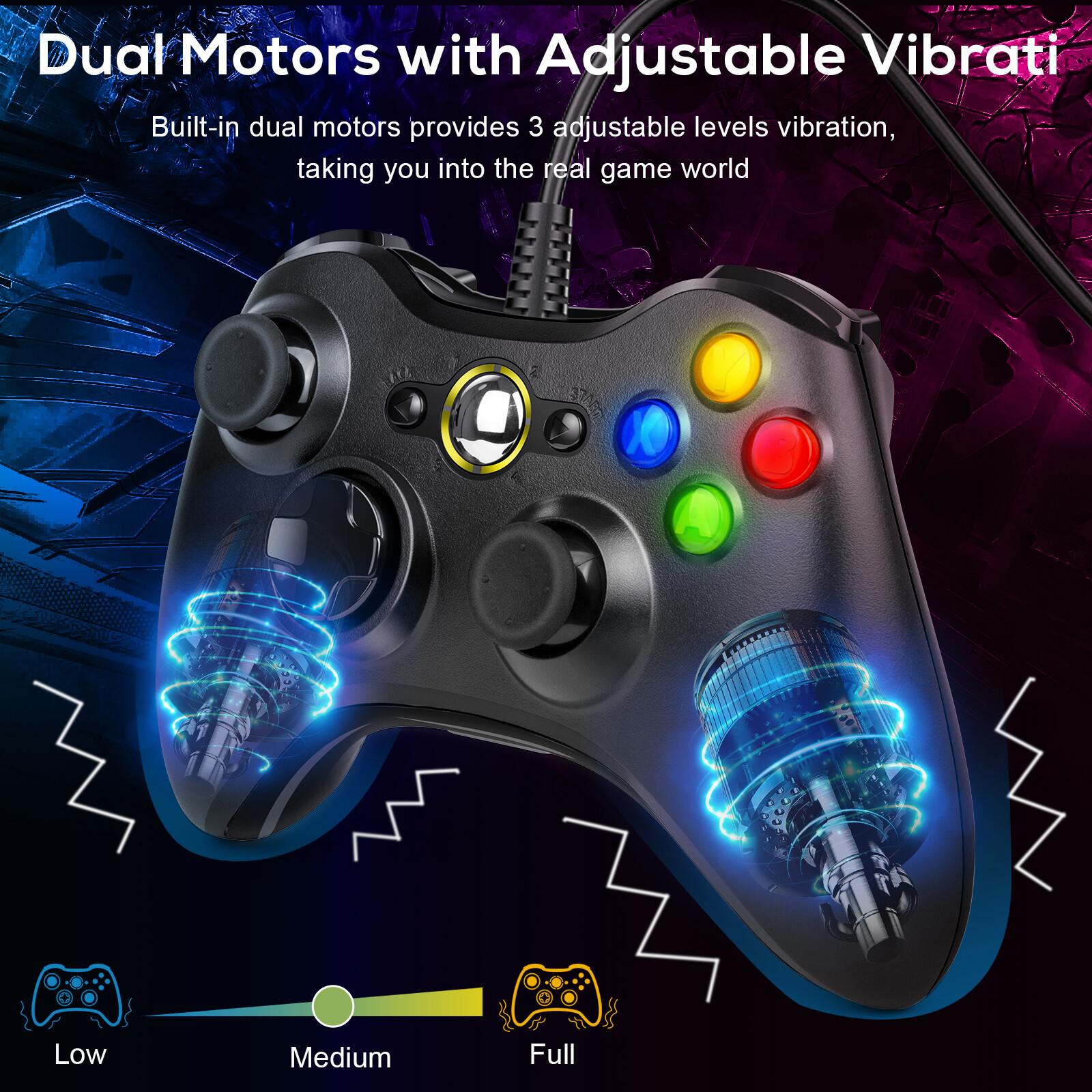 Wired USB Game Controller Gamepad for Microsoft XBOX 360 & PC WIN 7 8 10 Black