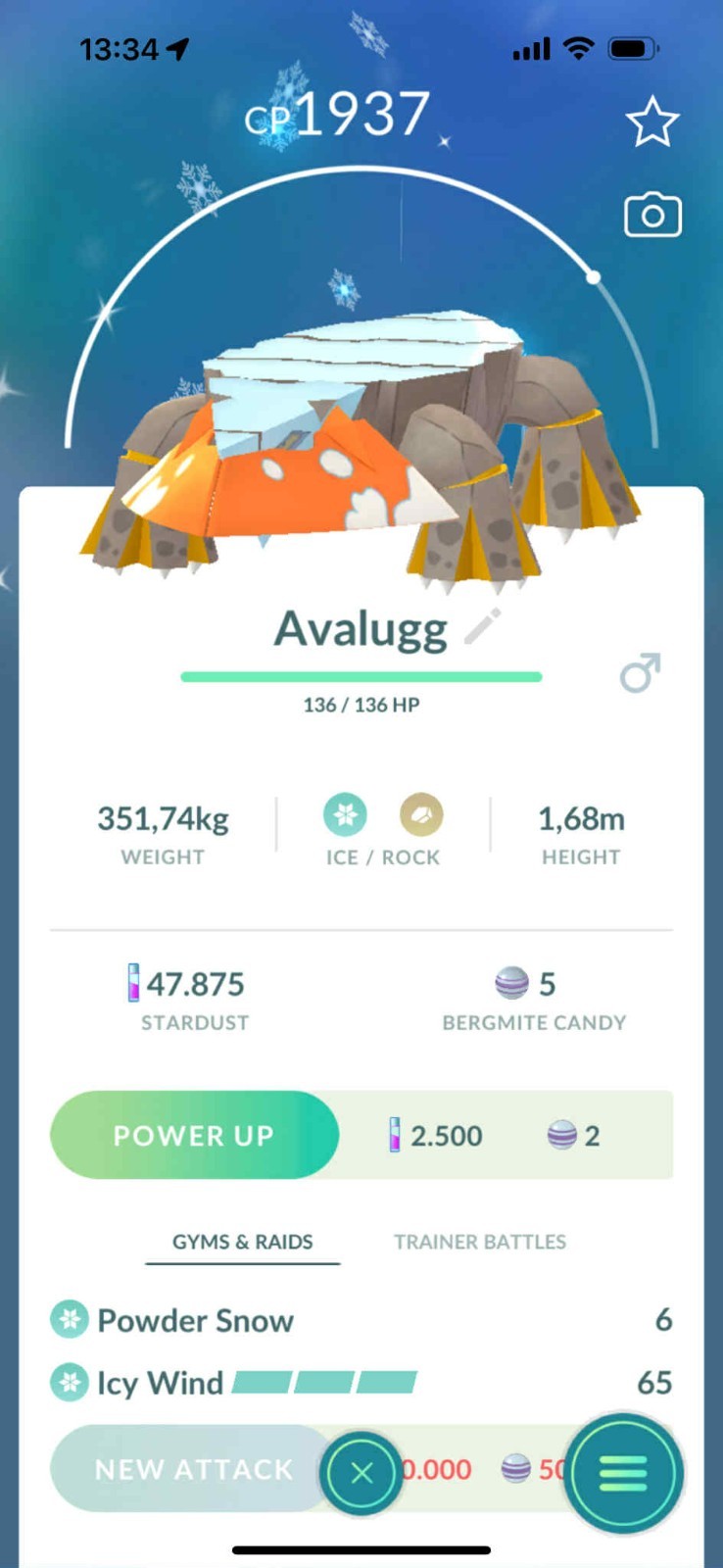 ✨ Shiny Hisuian Avalugg ✨ – P T C – 20k stardust – Description