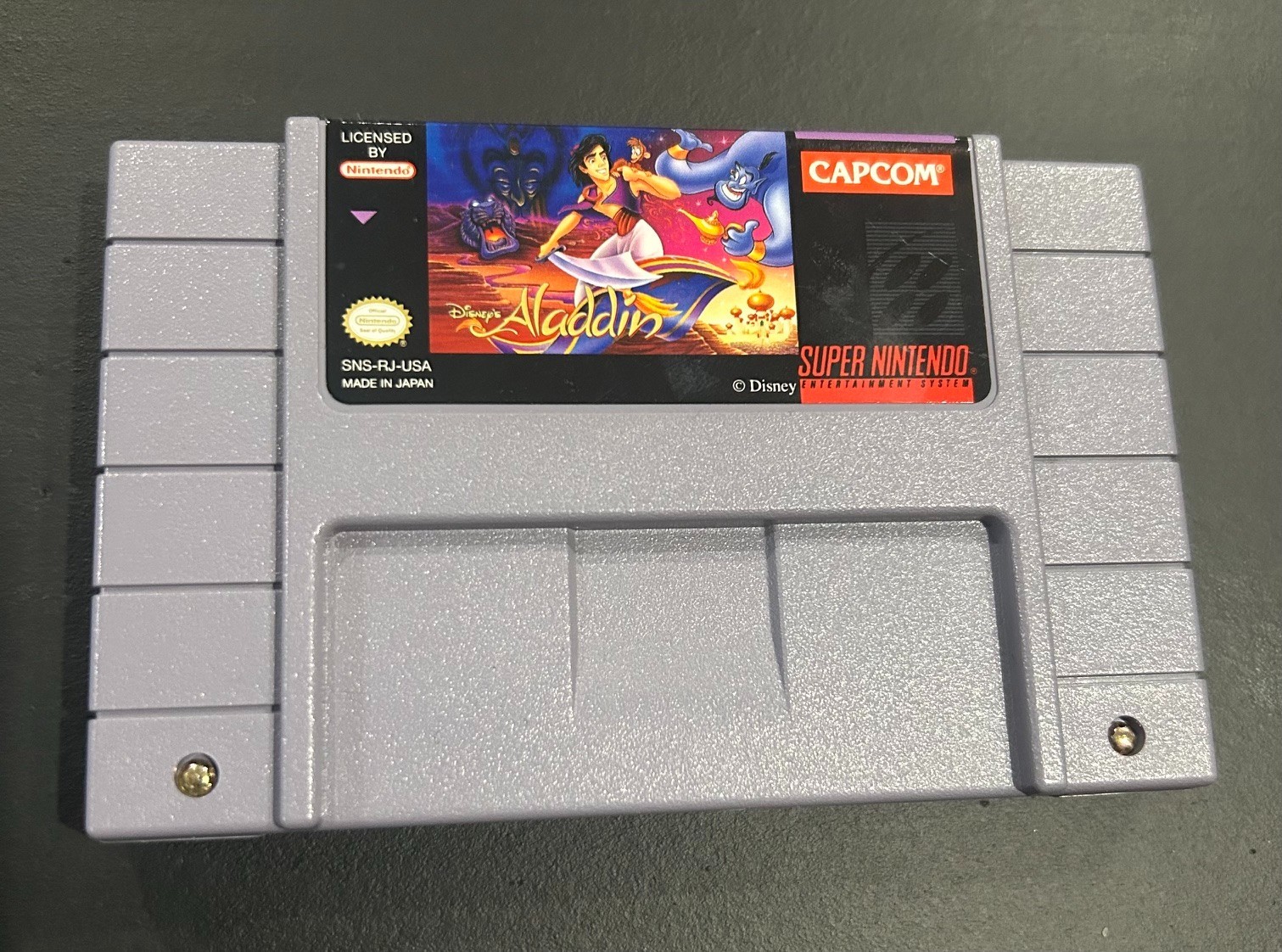 Disney’s Aladdin Super Nintendo SNES Capcom Game Cartridge Authentic