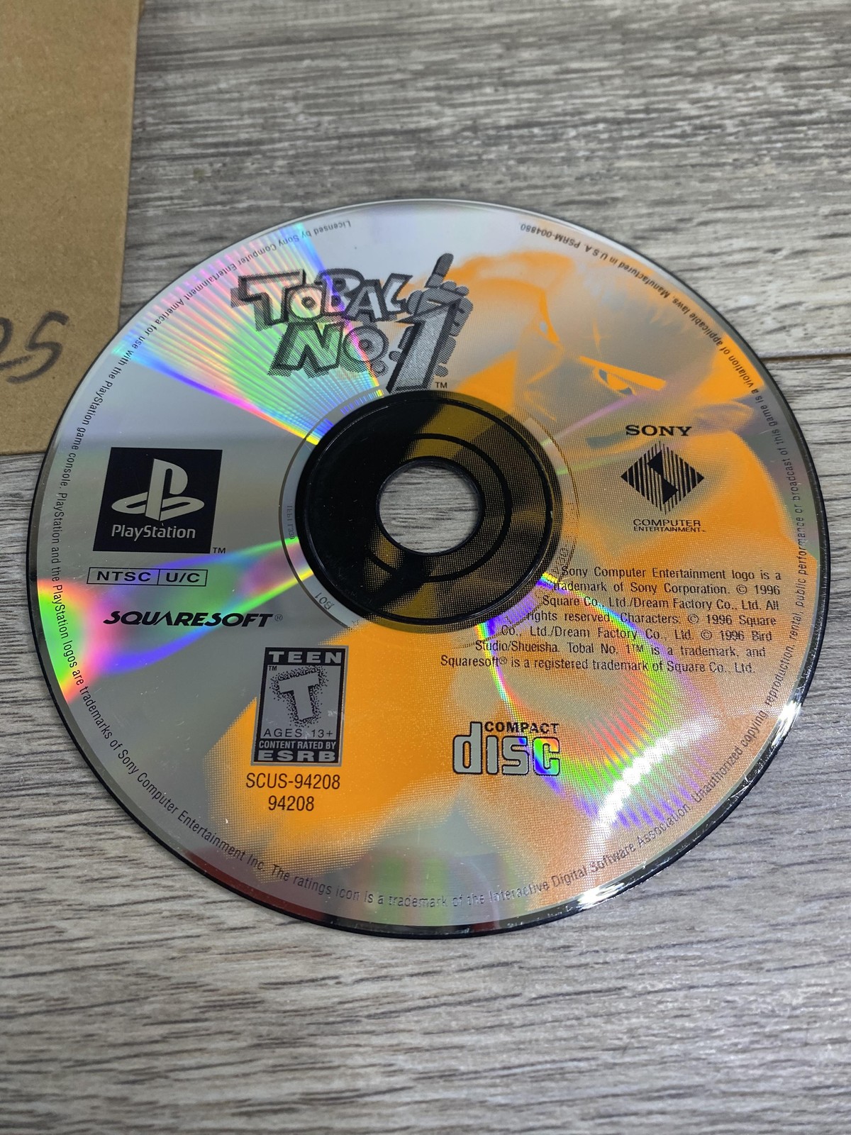 Tobal No. 1 Sony PlayStation PS1 Game Disc Only NTSC-U/C Squaresoft Fighting