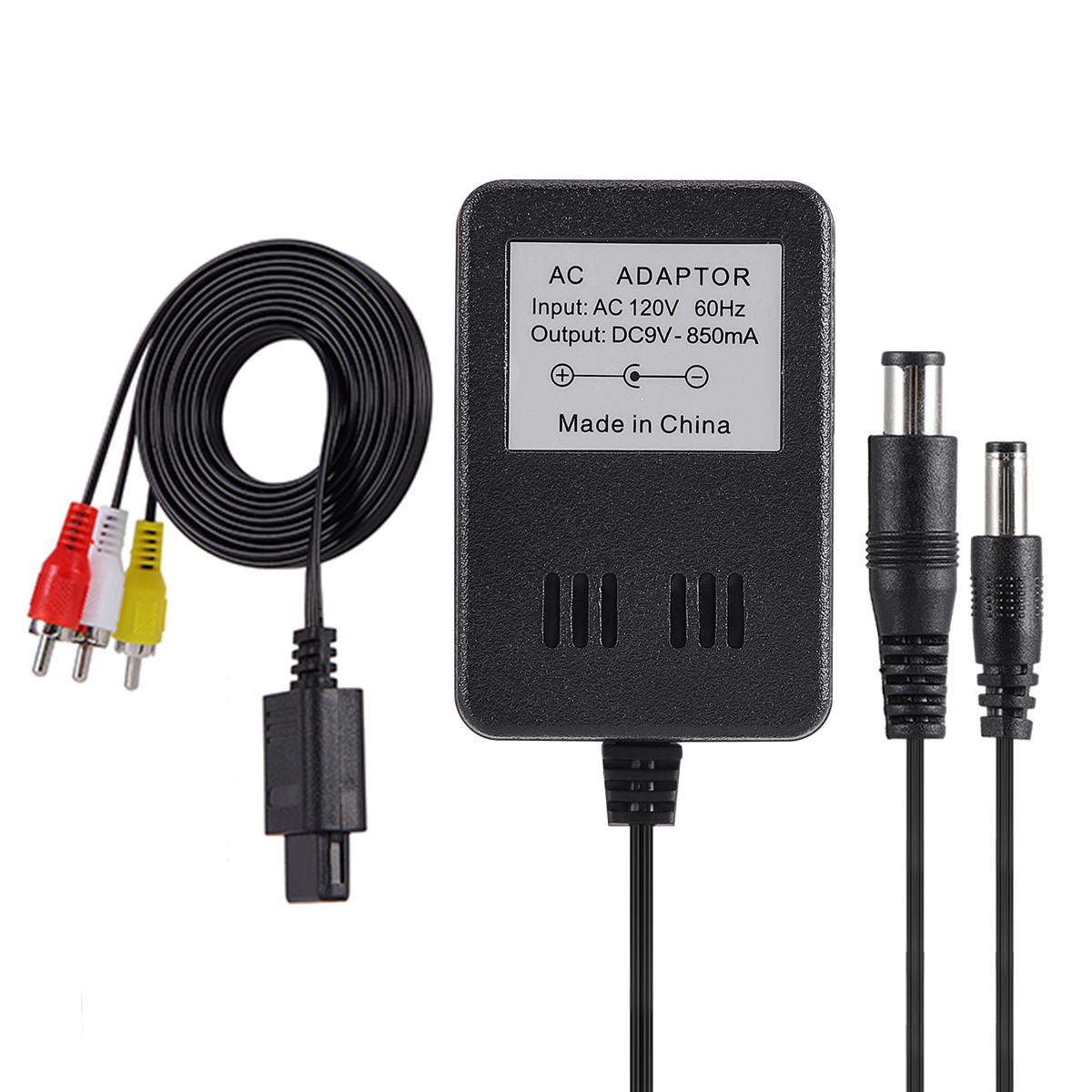 AV RCA Audio+AC Cable Power Supply Adapter Cord Set For Super Nintendo SNES Game