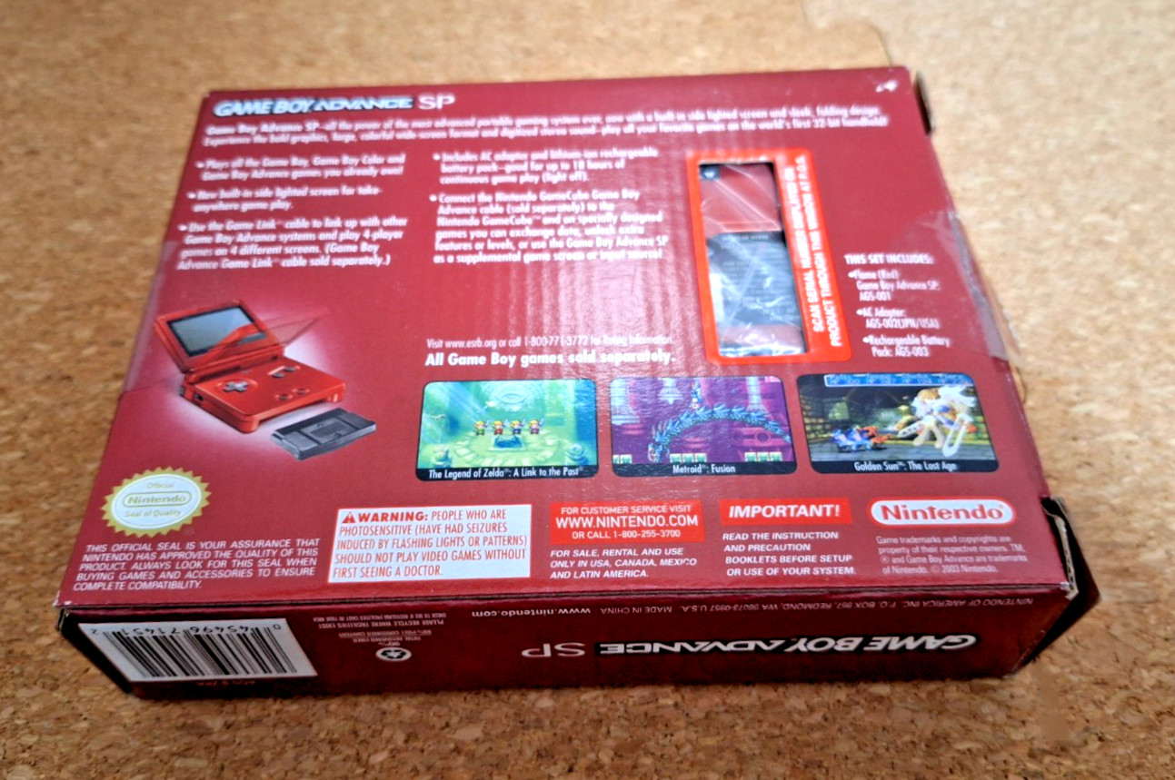 NEW Nintendo GameBoy Advance SP Flame Red *BEAUTIFUL BOX – Read Description*