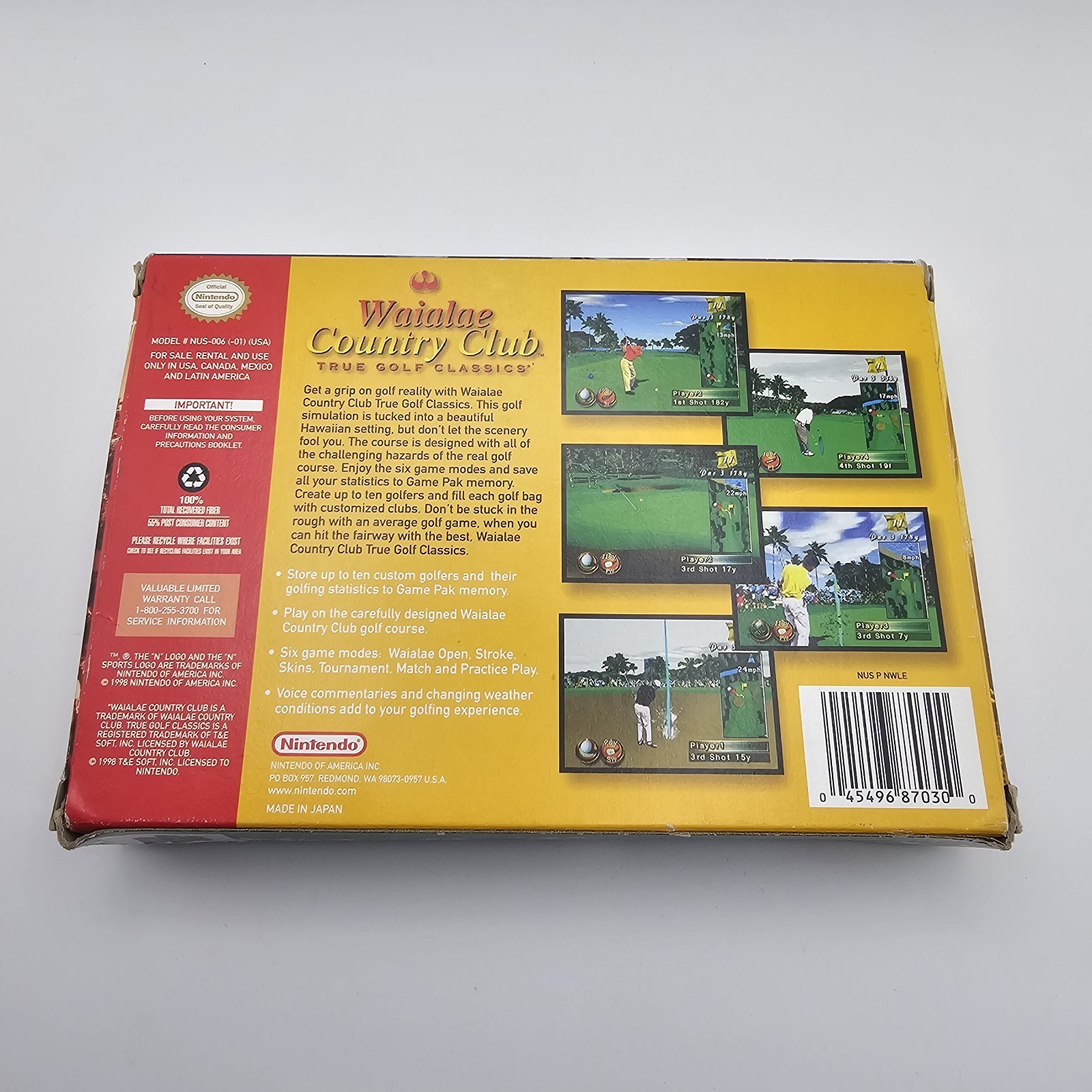 1998 Waialae Country Club N64 Complete In Box CIB Nintendo 64 Game Lot
