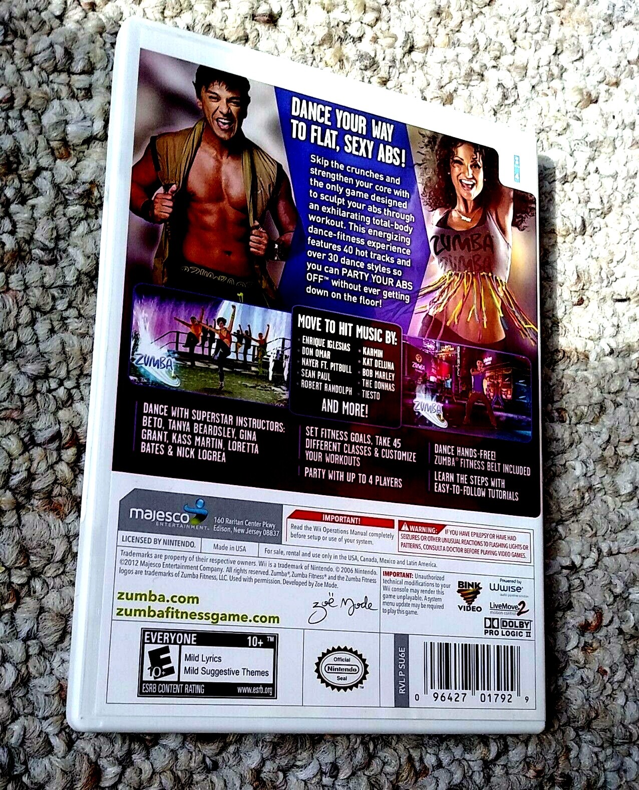 Zumba Fitness Core Nintendo Wii Workout Exercise Game Tested Complete