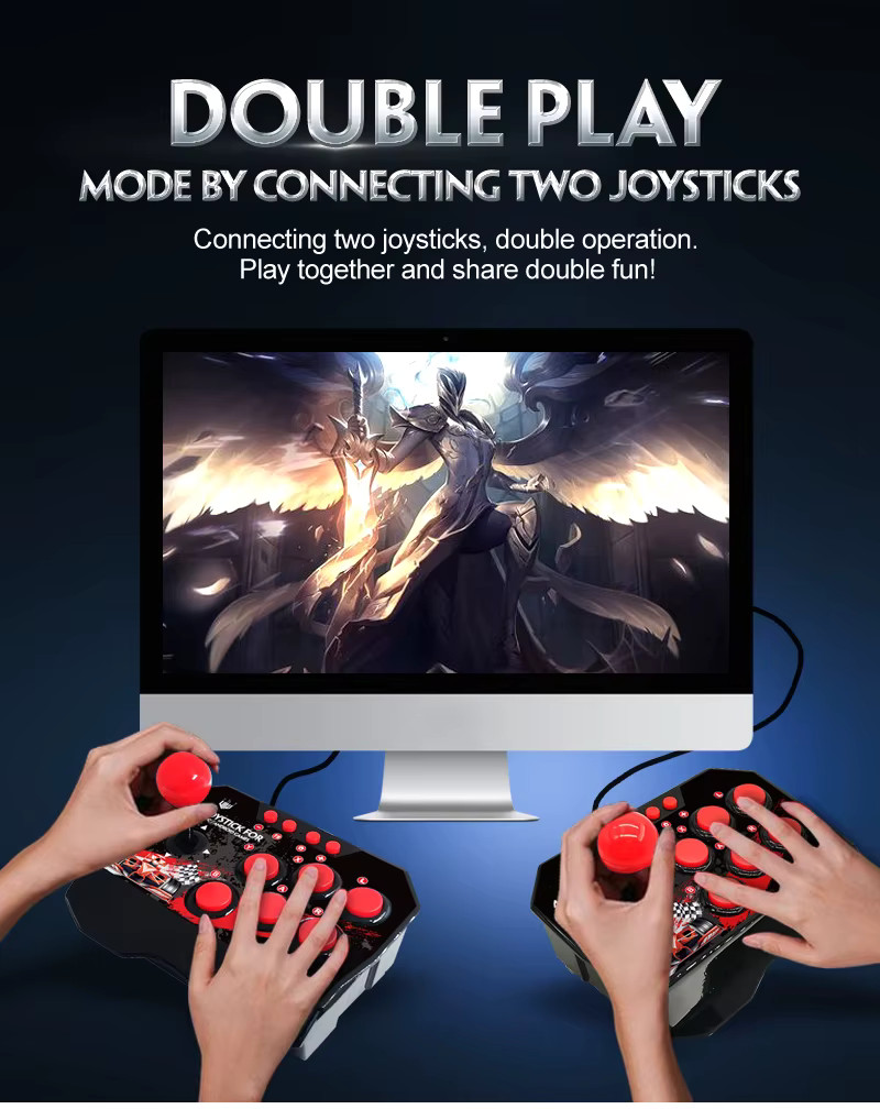 4 in 1 Retro Arcade Game Joystick Controller USB Wired for PS3/Switch/PC/Android