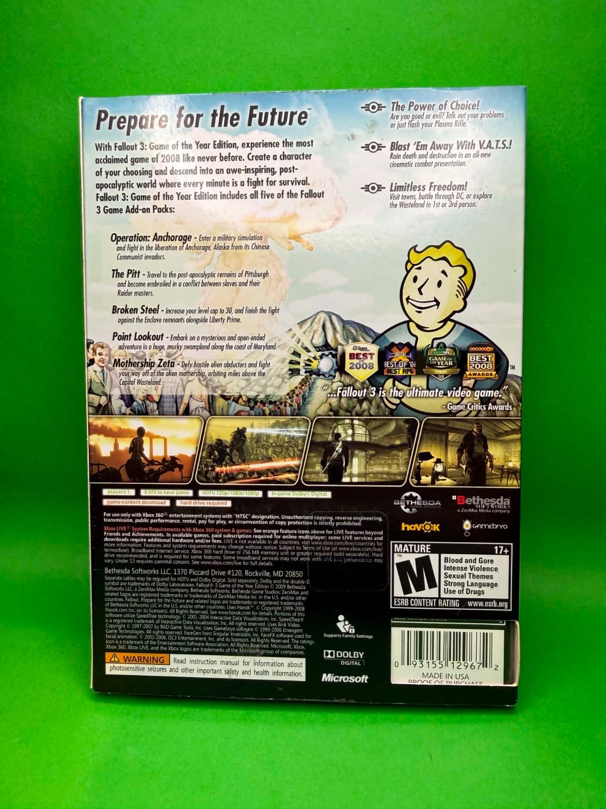 Fallout 3: GOTY – Xbox 360 [CIB, Tested, Includes Cover and Manuals]