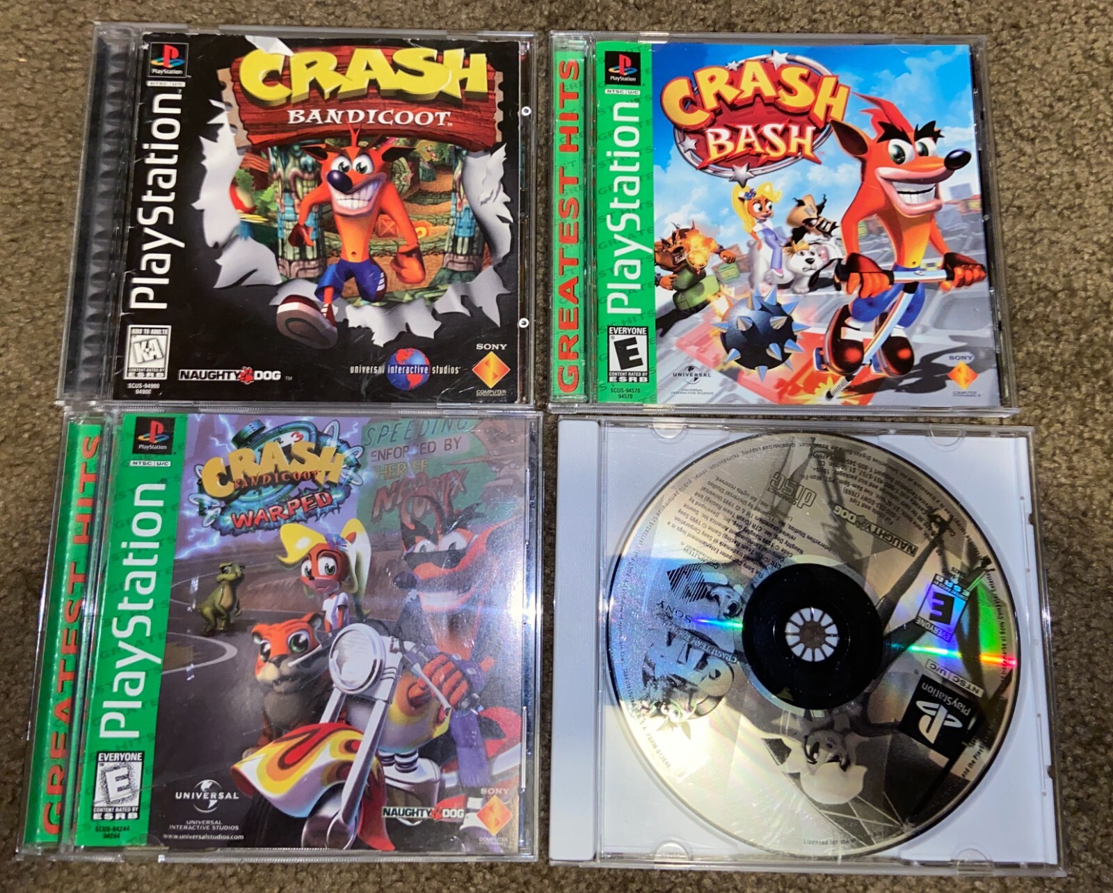 PlayStation PS1 Crash Bandicoot Set – Crash Bandicoot, Crash Bash, Warped, CTR