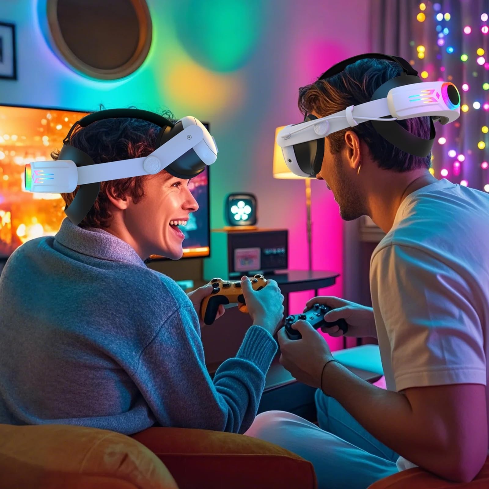 BROKELIT RGB Head Strap with 12000mAh Battery for Meta Quest 3