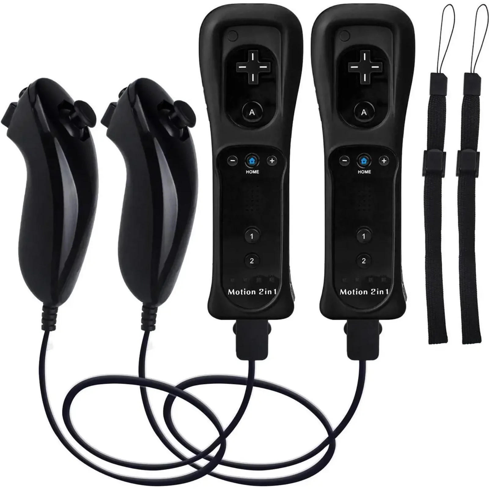 2Pack Built-in Motion Plus Wii Remote & Nunchuck Controller for Wii U Console