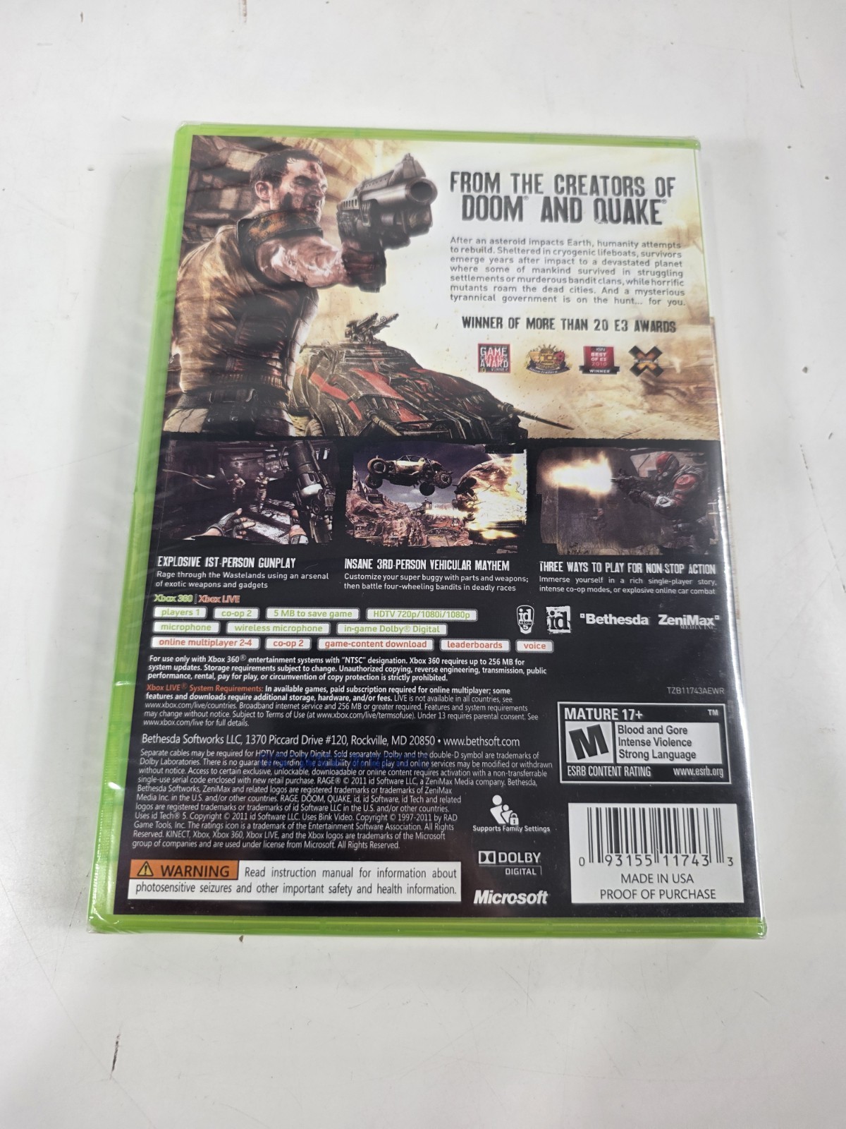 RAGE ANARCHY EDITION First Print w/ Slip Cover Xbox 360, 2011 RARE Sealed