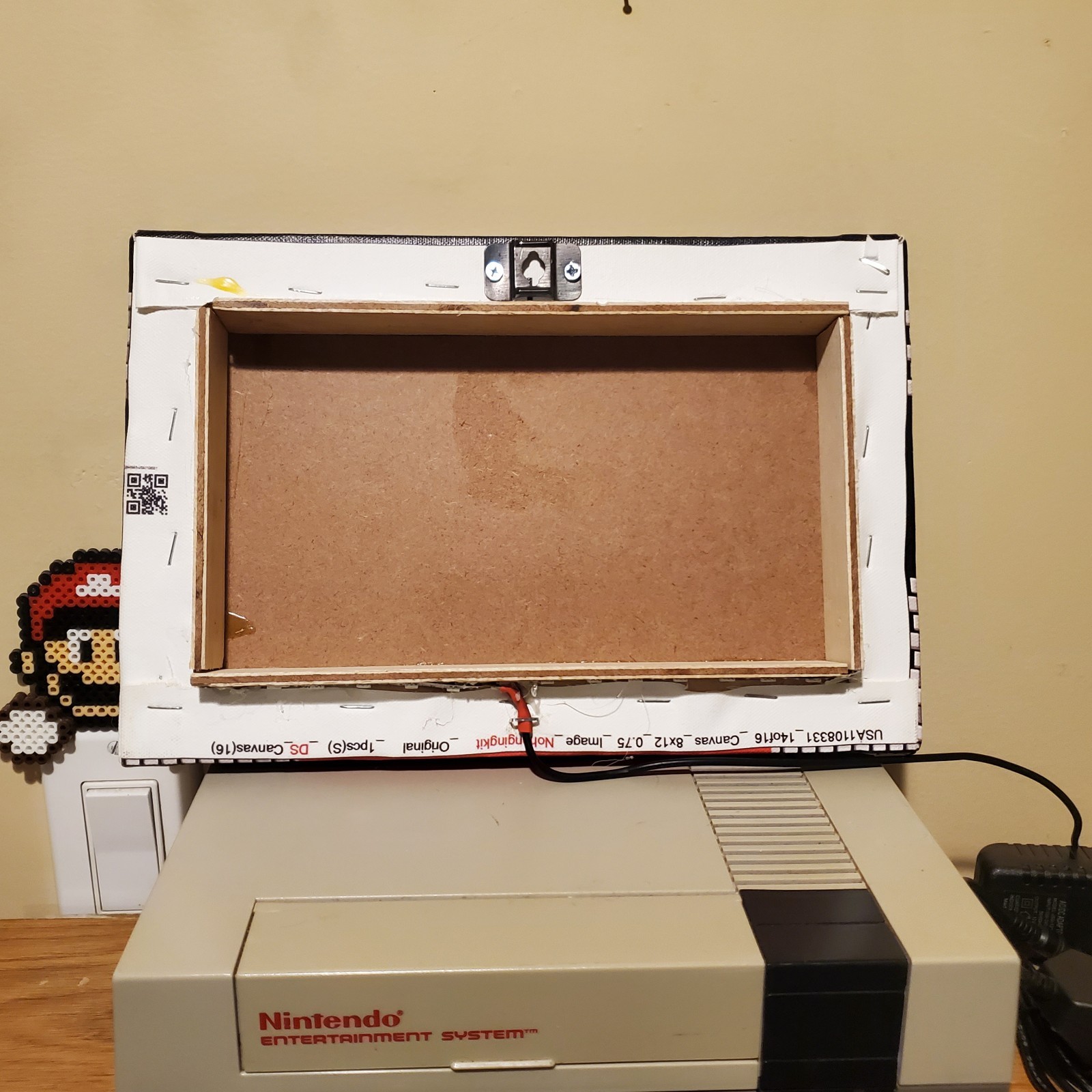 Mario vs Bowser backlit with LEDs custom wrapped canvas 8×12″ game room gift NES