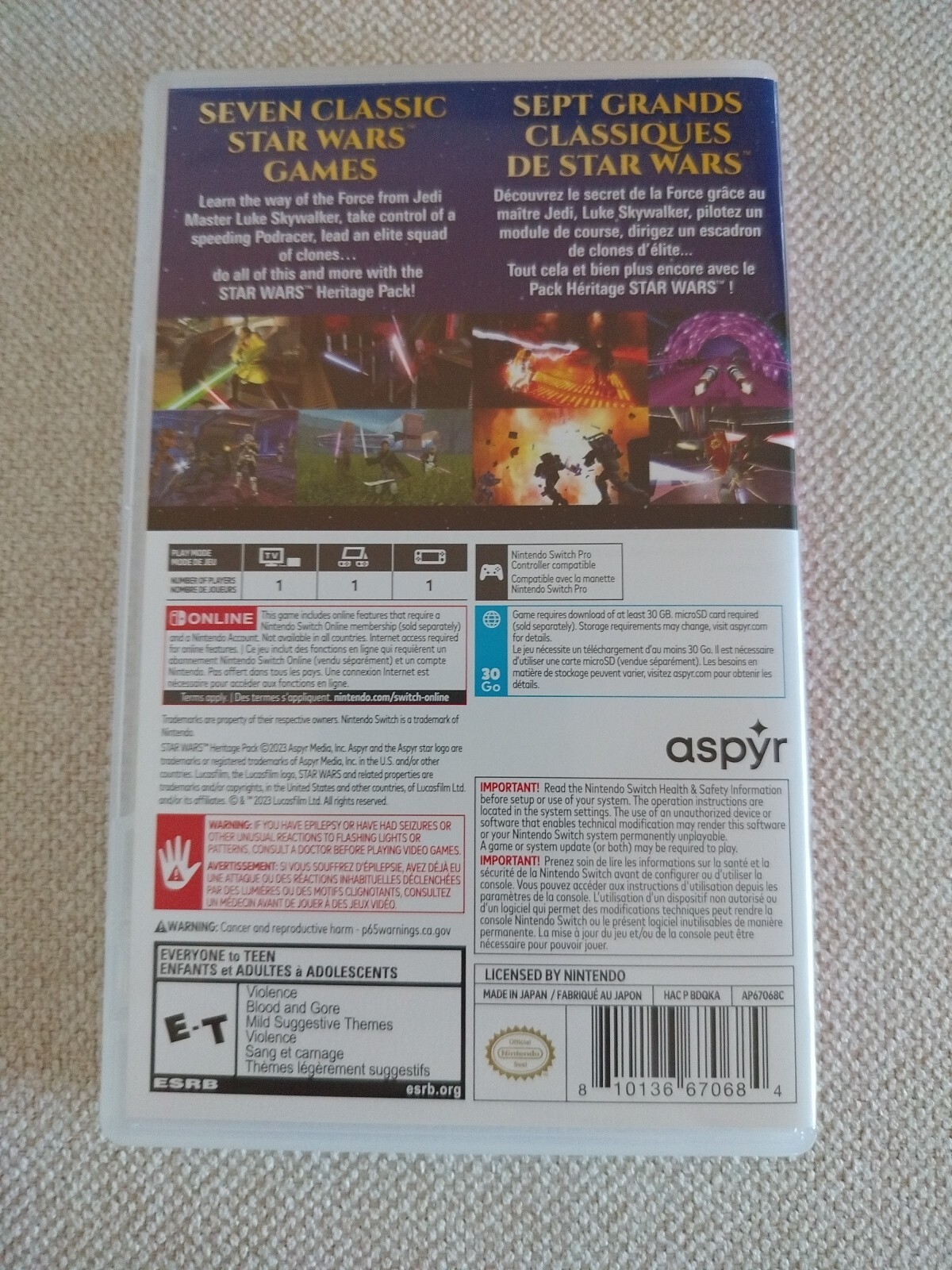 Authentic Replacement Case ONLY Star Wars Heritage Pack Nintendo Switch Box