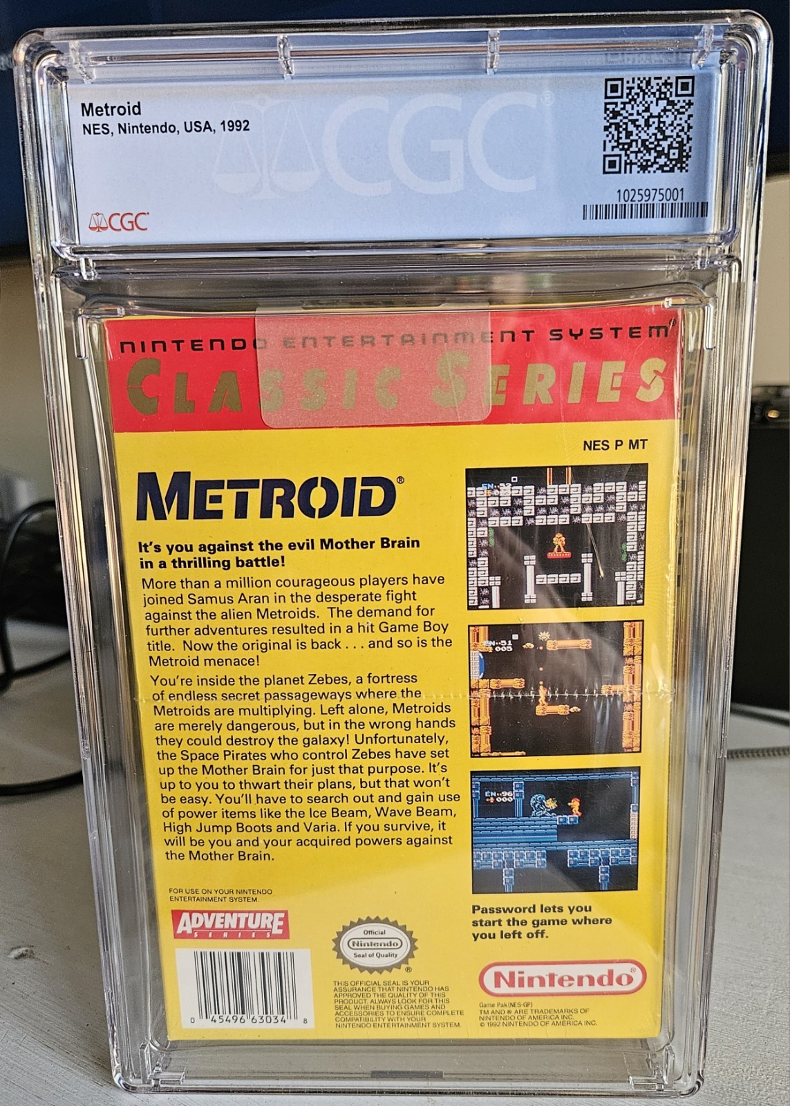 Metroid Yellow VARIANT 1992 (Oval SoQ R) Nintendo CGC 9.4 A+ NEW Sealed H Seam