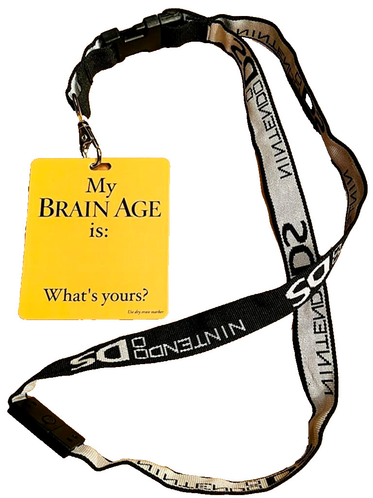 RARE NEW Vintage Nintendo DS Brain Age Promotional Lanyard Tag ~ FREE SHIPPING!