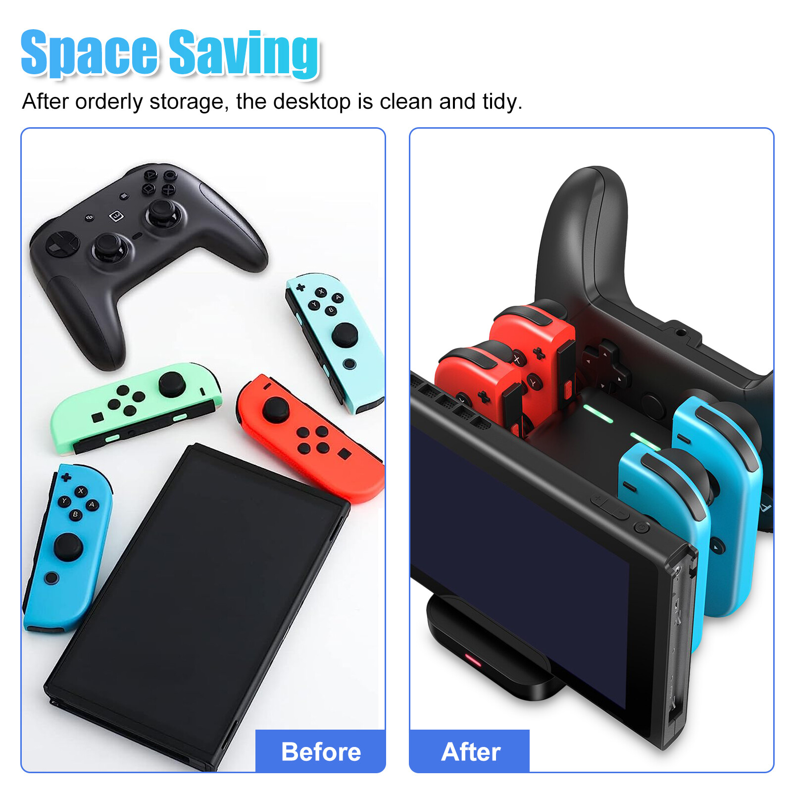 6-in-1 Charging Dock Charge Stand Station for Nintendo Switch Joy-Con Controller