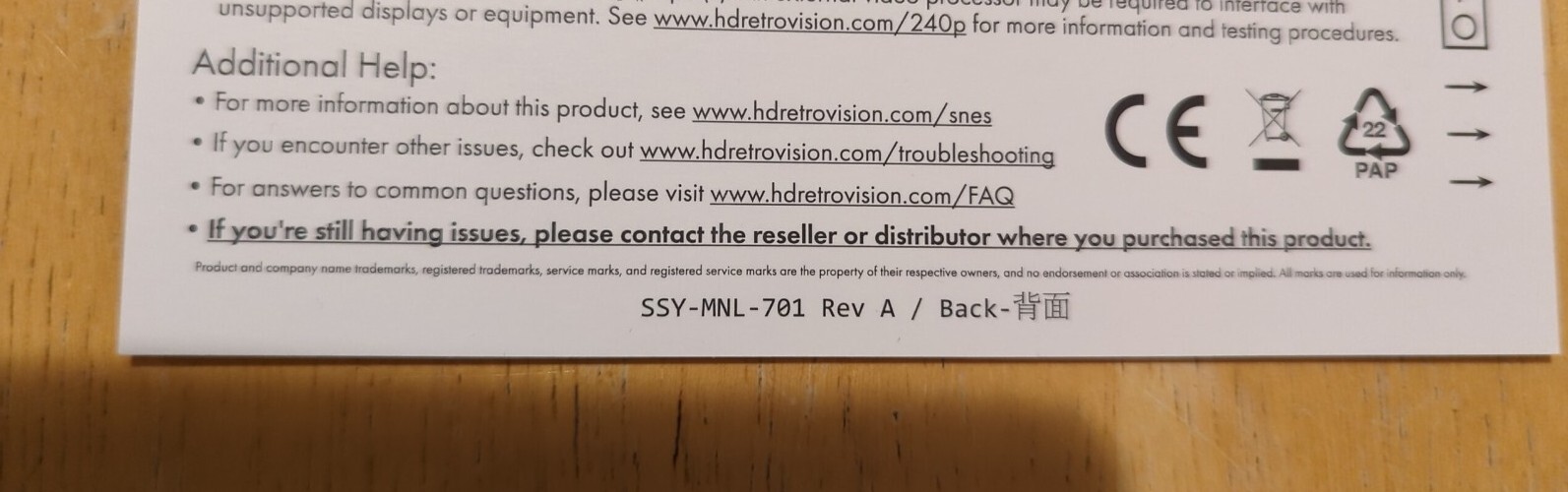 HD Retrovision SNES YPbPr/Component Cable, Super Nintendo, Factory Sealed, New