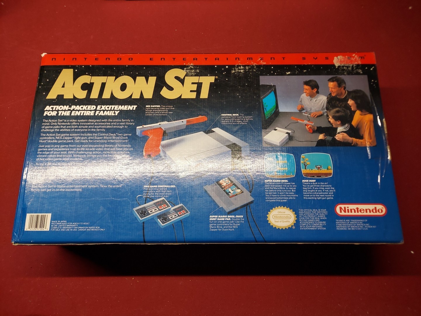 Nintendo NES Action Set Console System Tested Working Controllers Zapper Mario