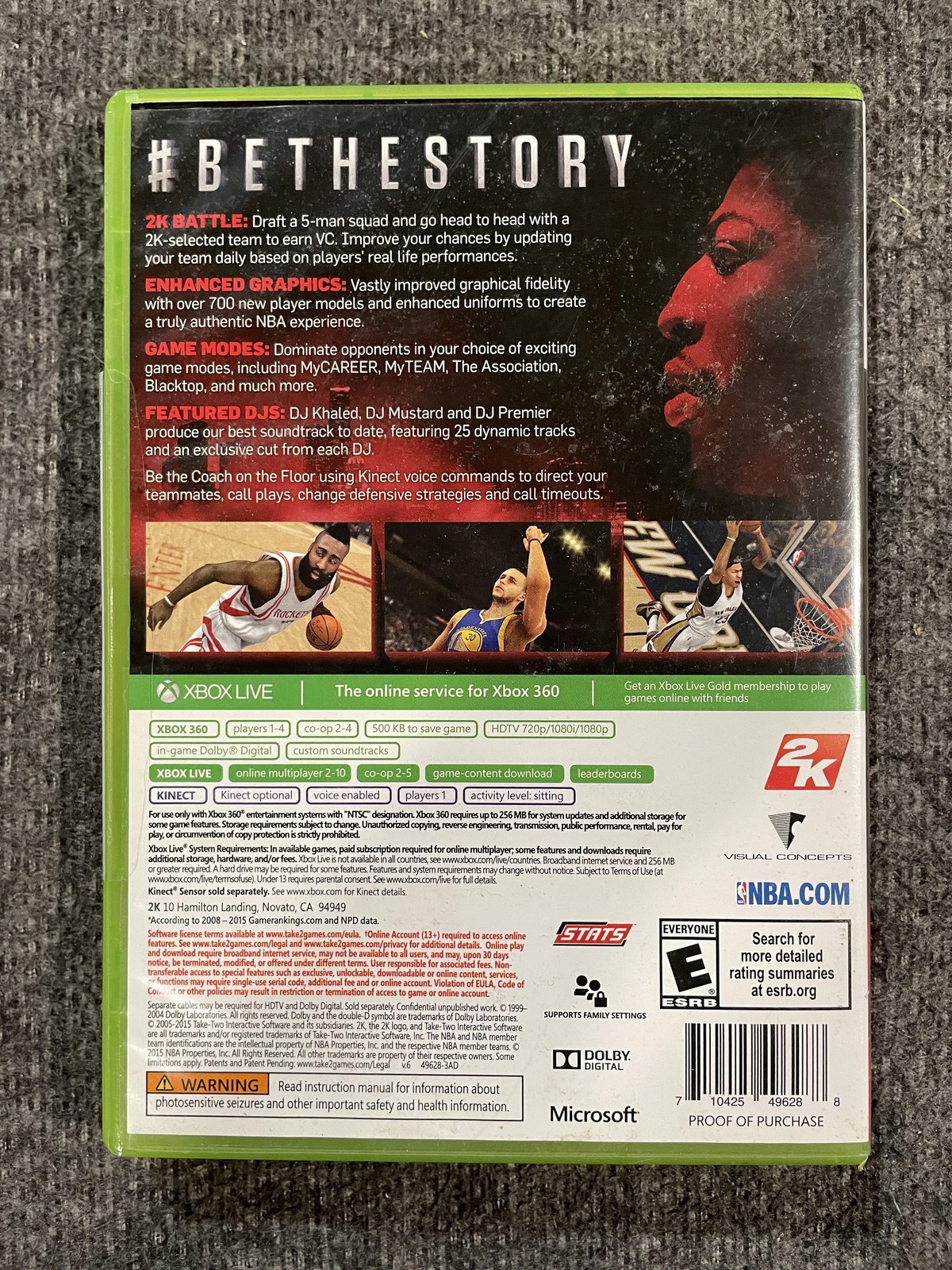 NBA 2K16 Microsoft Xbox 360 Game Disc Better With Kinect Basketball Sports