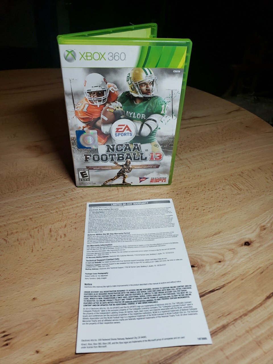 NCAA Football 13 Microsoft Xbox 360, 2012 Case, Artwork + Warranty Card NO GAME