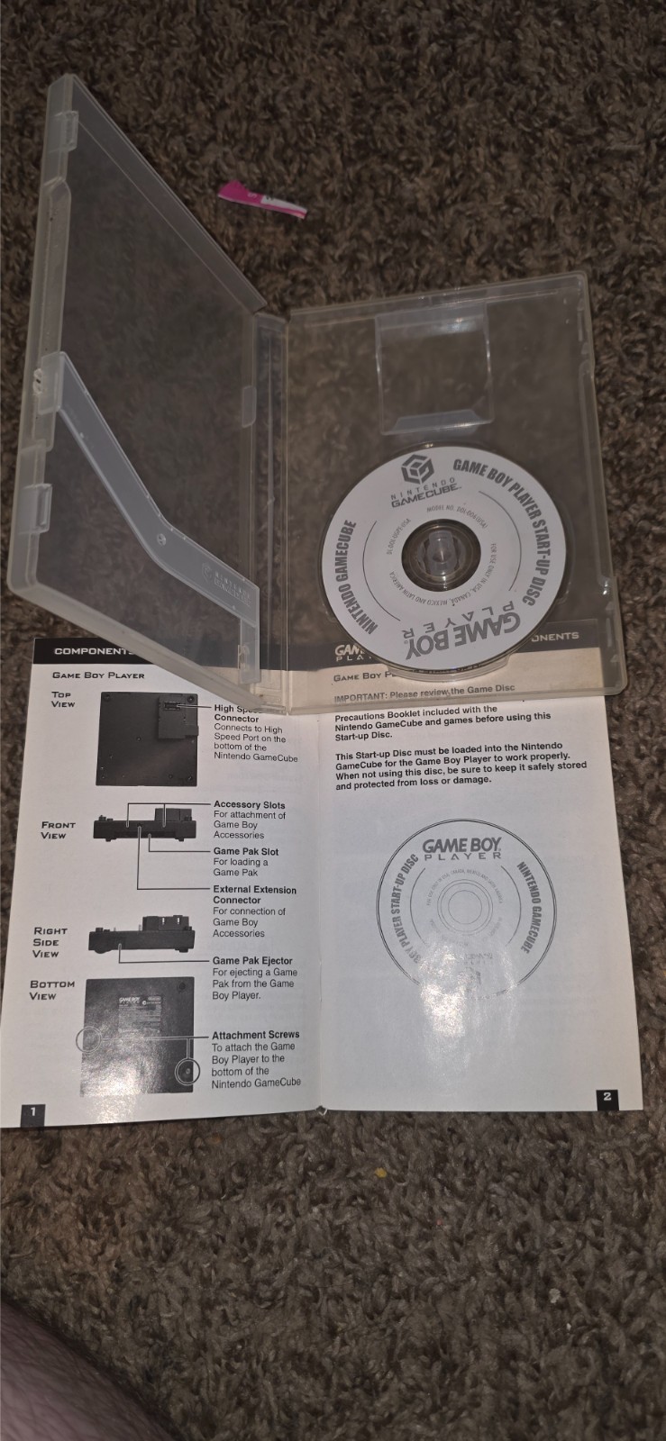 Nintendo GameCube Gameboy Player Start Up Disc With Case And Manual