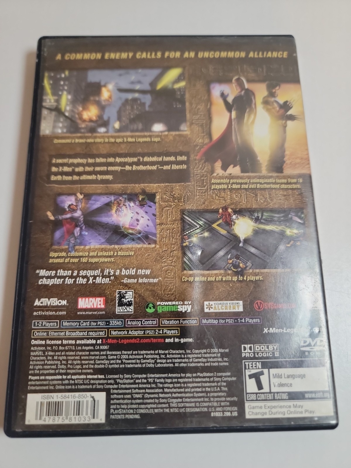 X-Men: Legends II Rise of Apocalypse PlayStation 2 PS2 Complete In Box W/Manual
