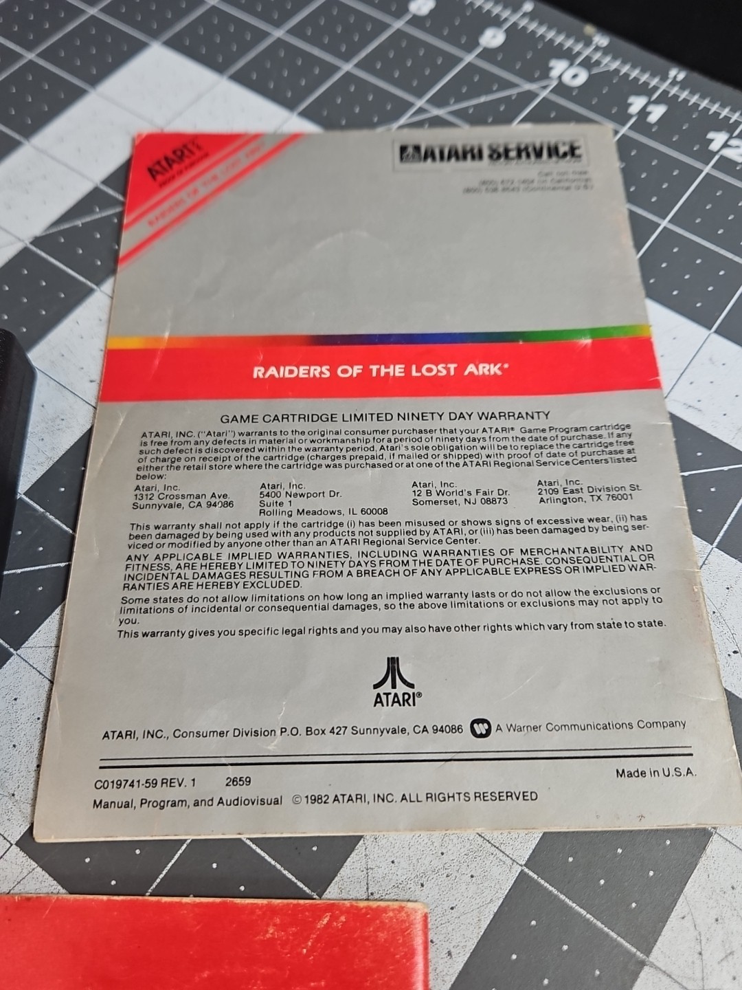 Raiders of the Lost Ark (Atari 2600, 1982) Indiana Jones Manual Catalog GUC E5