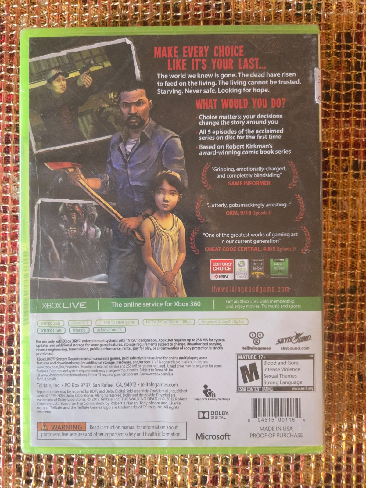 The Walking Dead: Telltale Games Series (Xbox 360, 2012) NEW, Factory Sealed
