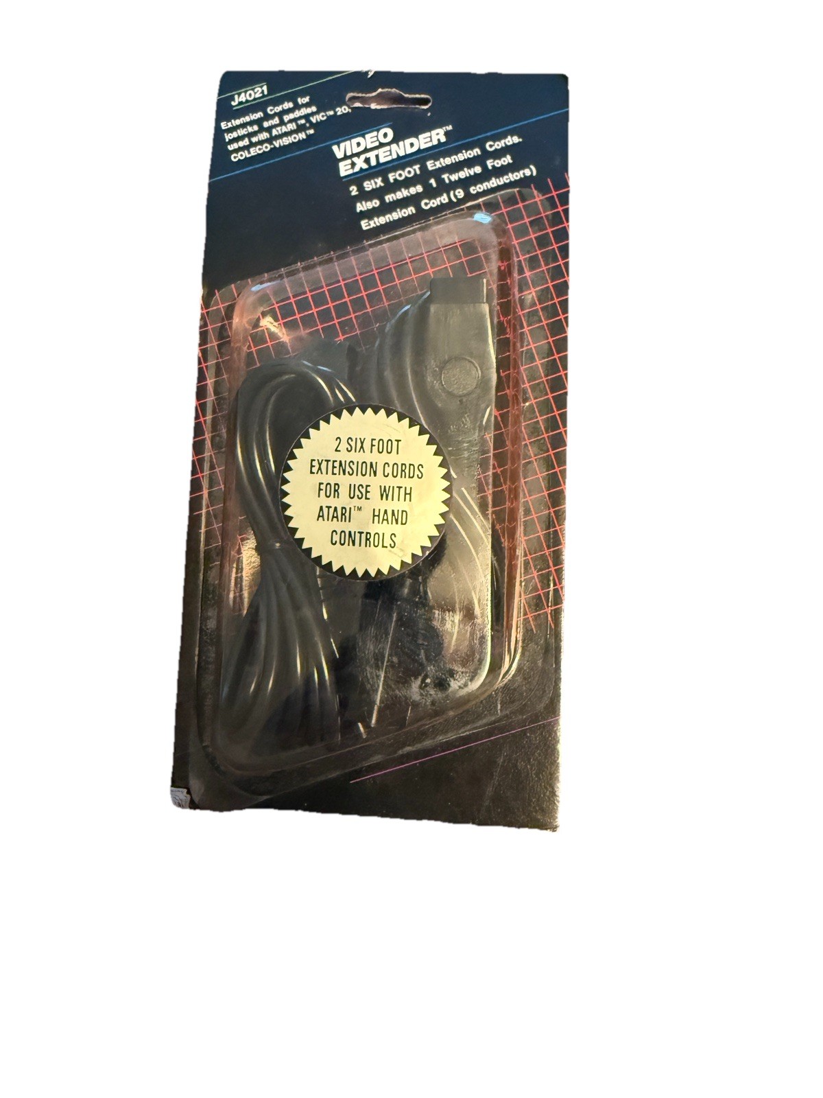 New Vintage 9 Pin (2) 6 Ft Extension Cable Atari J4021 Hand Controls